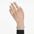 Swarovski Matrix bangle Mixed cuts, White, Rhodium plated