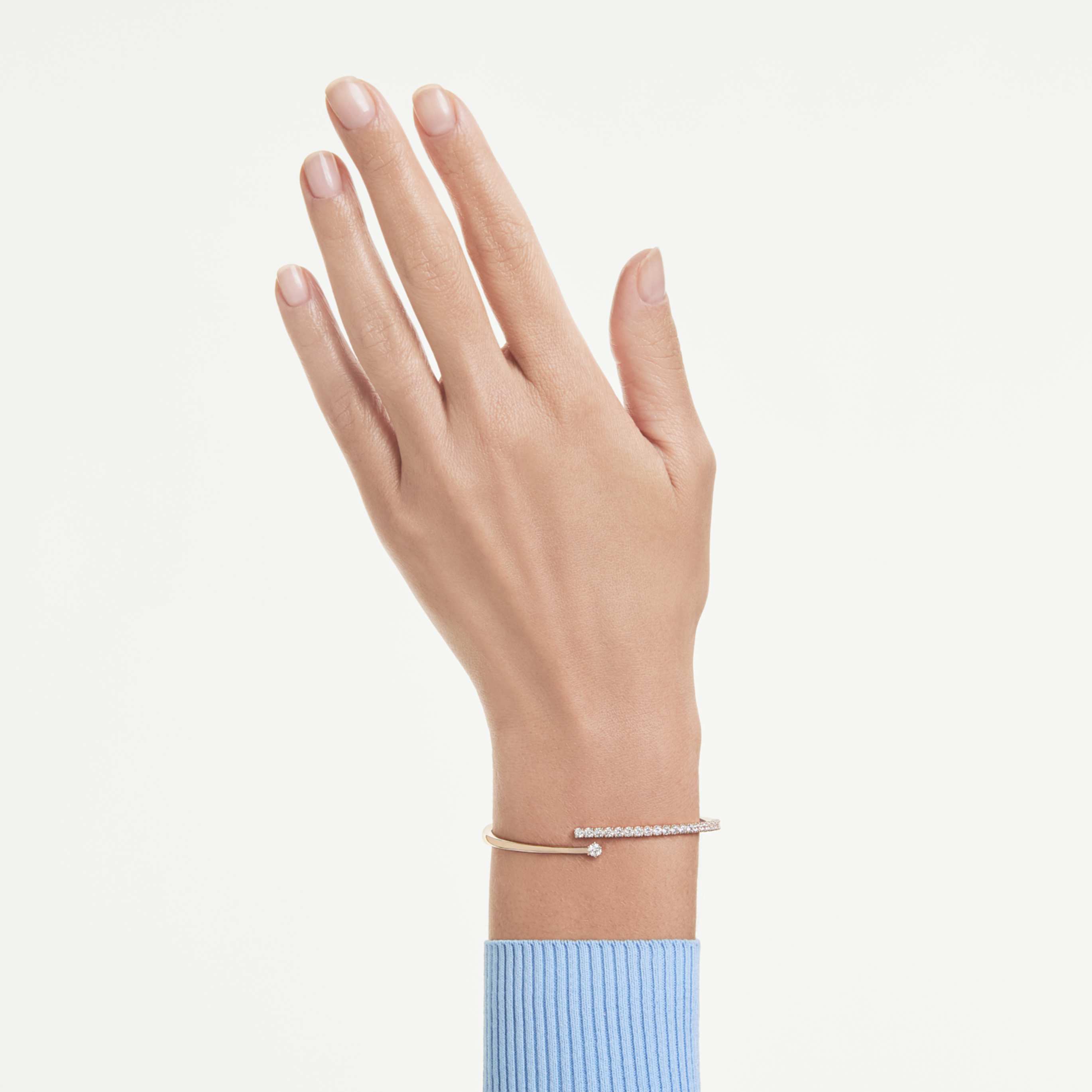 Swarovski Matrix bangle Round cut, White, Rhodium plated