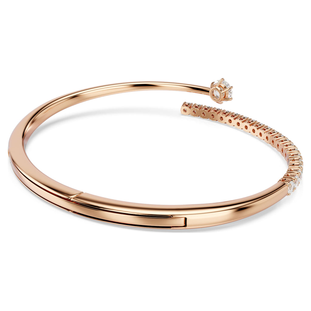 Swarovski Matrix bangle Round cut, White, 18K rose gold finish