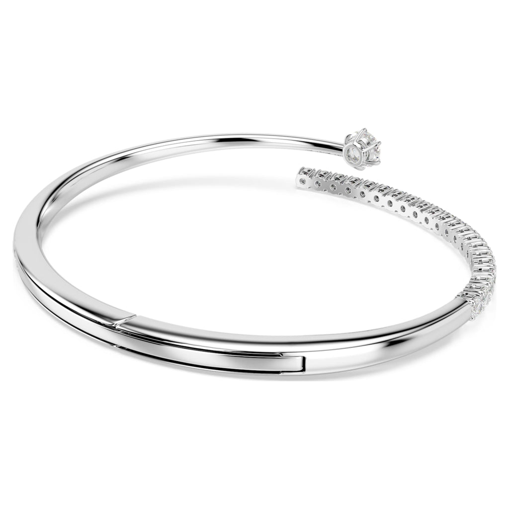 Swarovski Matrix bangle Round cut, White, Rhodium plated