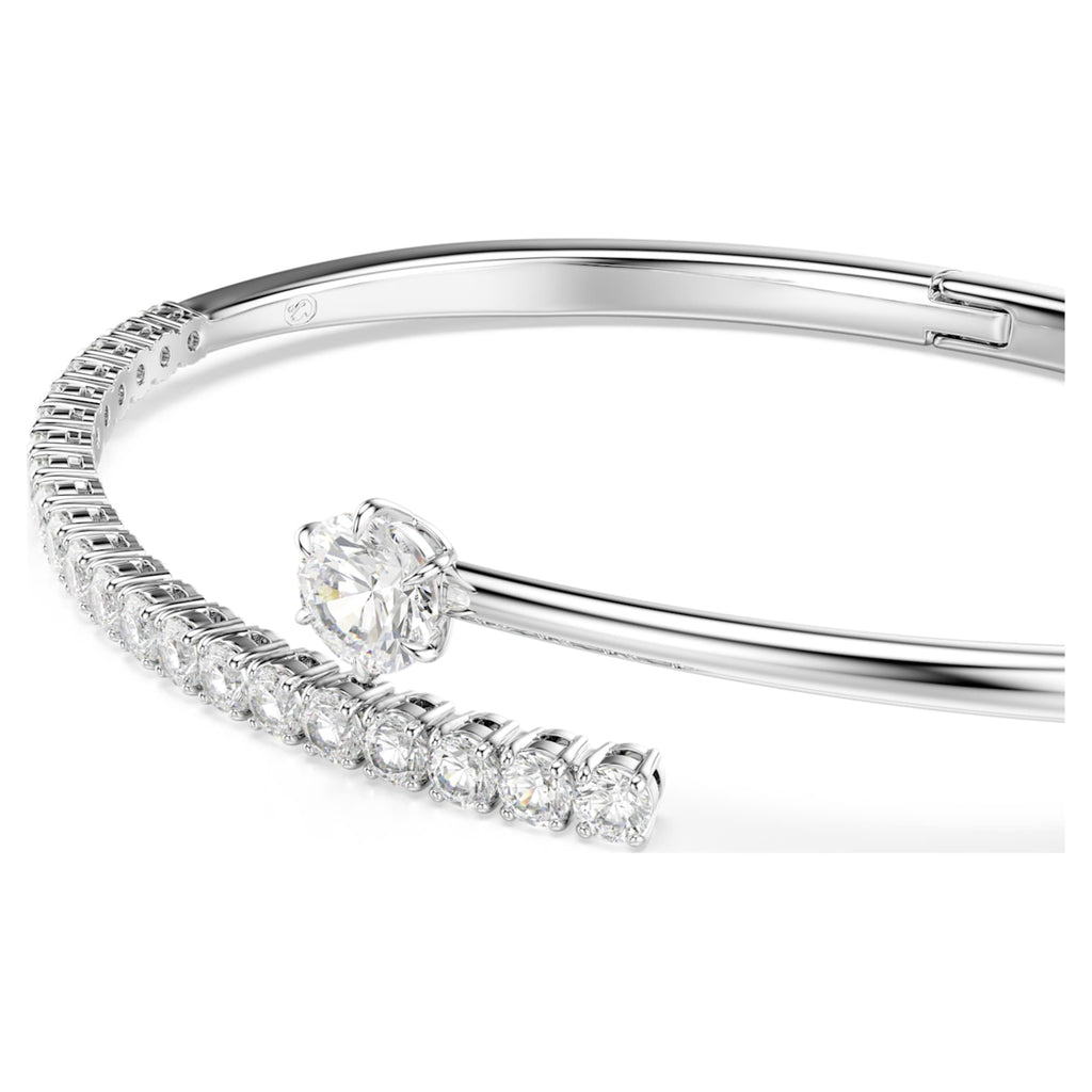 Swarovski Matrix bangle Round cut, White, Rhodium plated