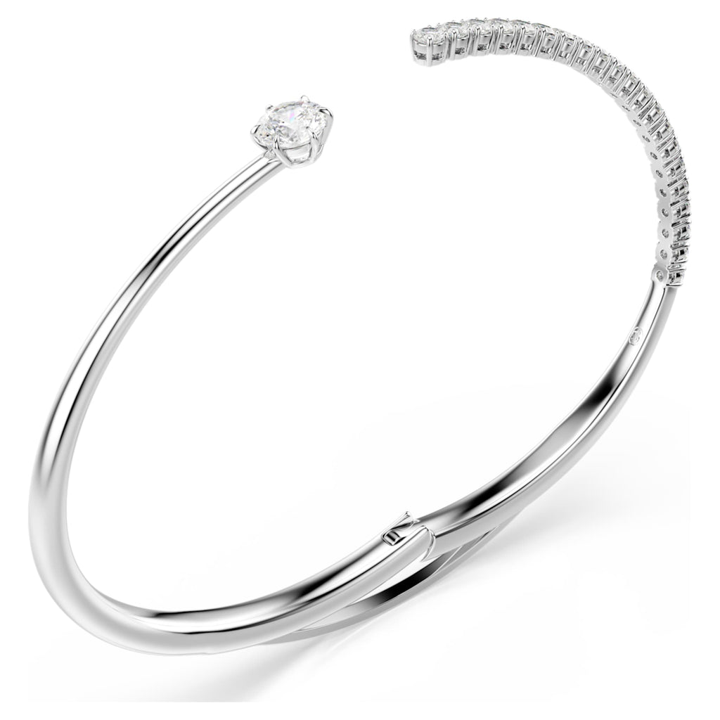 Swarovski Matrix bangle Round cut, White, Rhodium plated