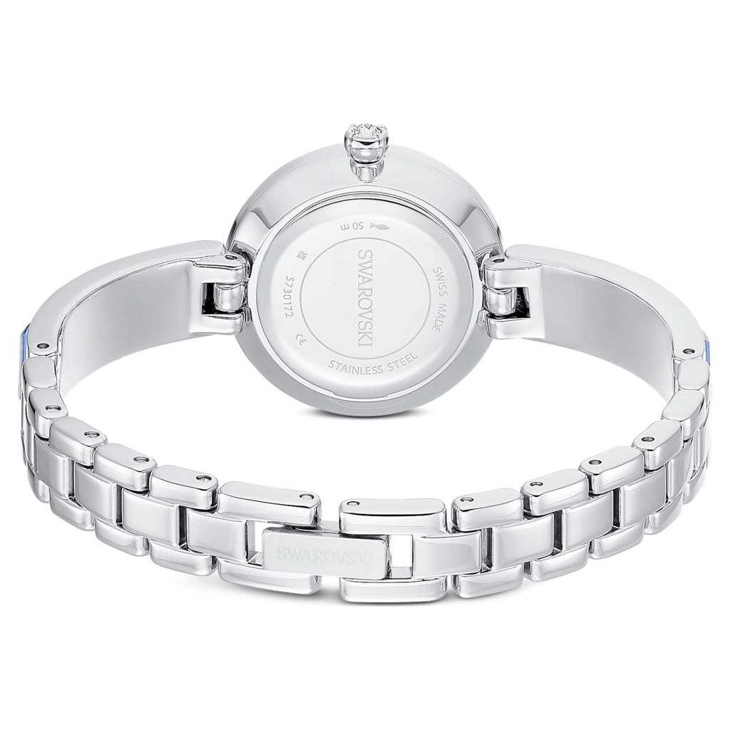 Swarovski Matrix bangle watch Swiss Made, Crystal bracelet, Blue, Stainless steel