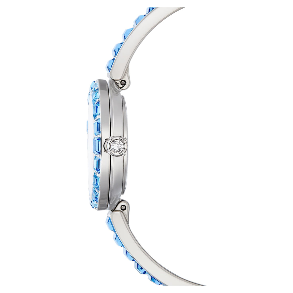 Swarovski Matrix bangle watch Swiss Made, Crystal bracelet, Blue, Stainless steel