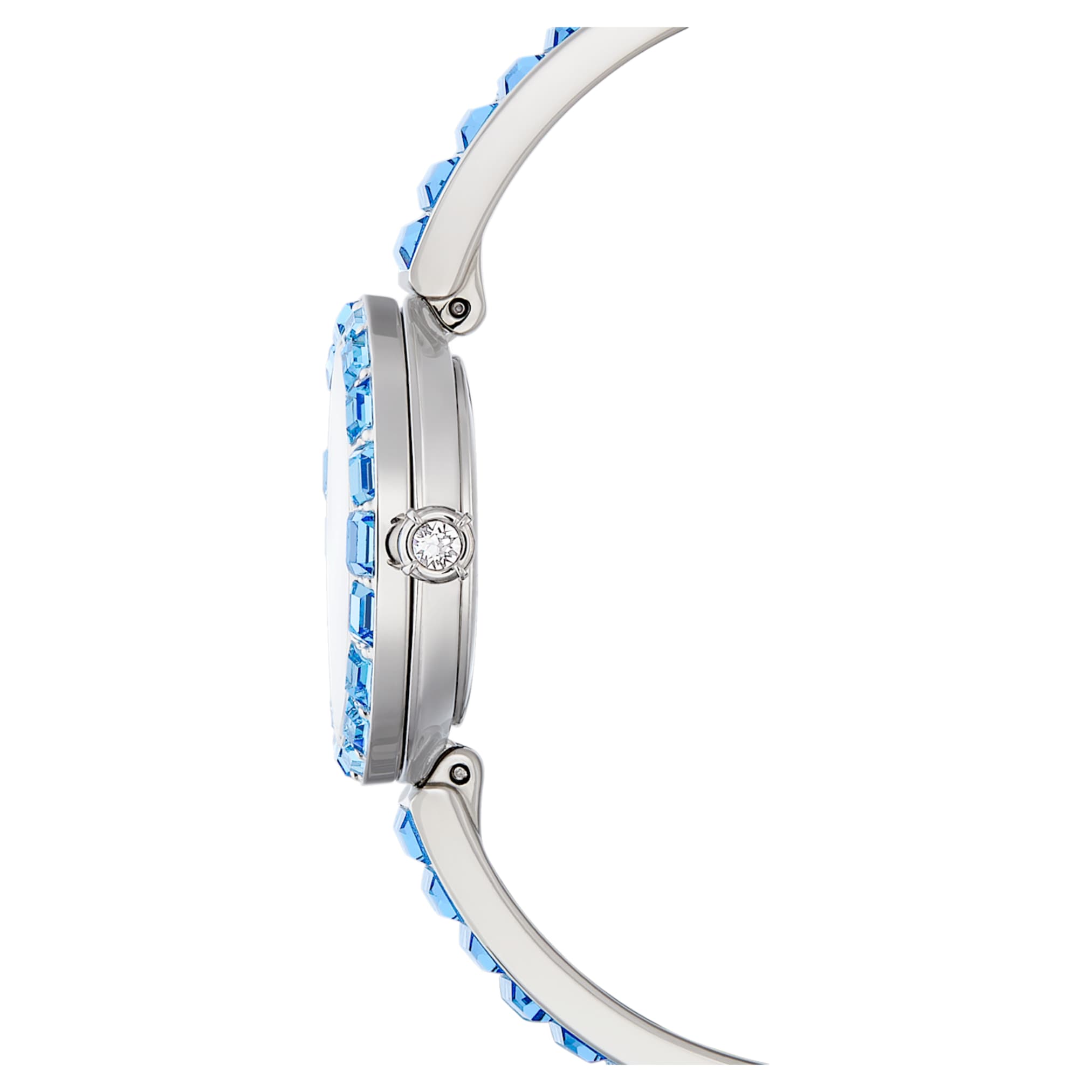 Swarovski Matrix bangle watch Swiss Made, Crystal bracelet, Blue, Stainless steel