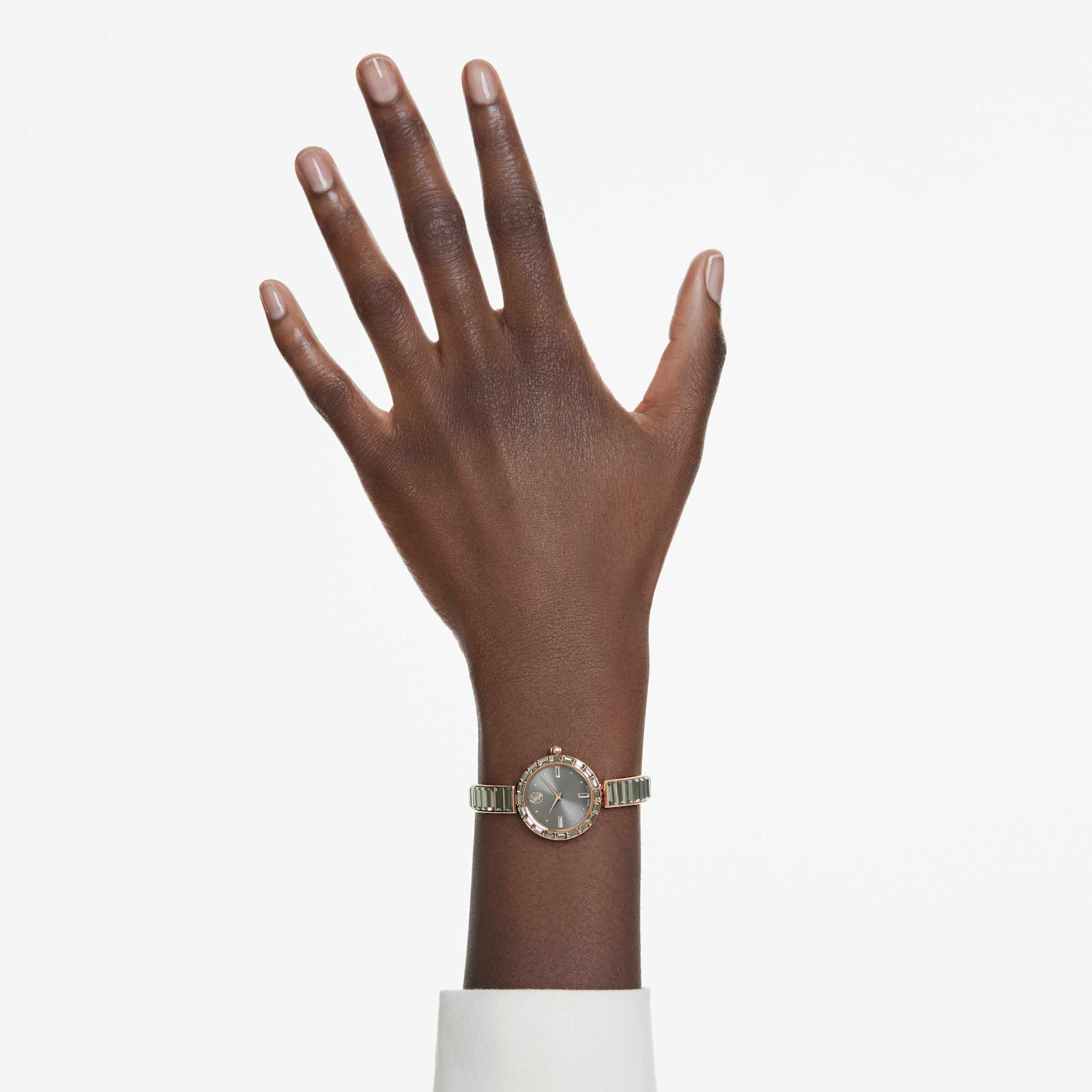 Swarovski Matrix bangle watch Swiss Made, Crystal bracelet, White, Stainless Steel