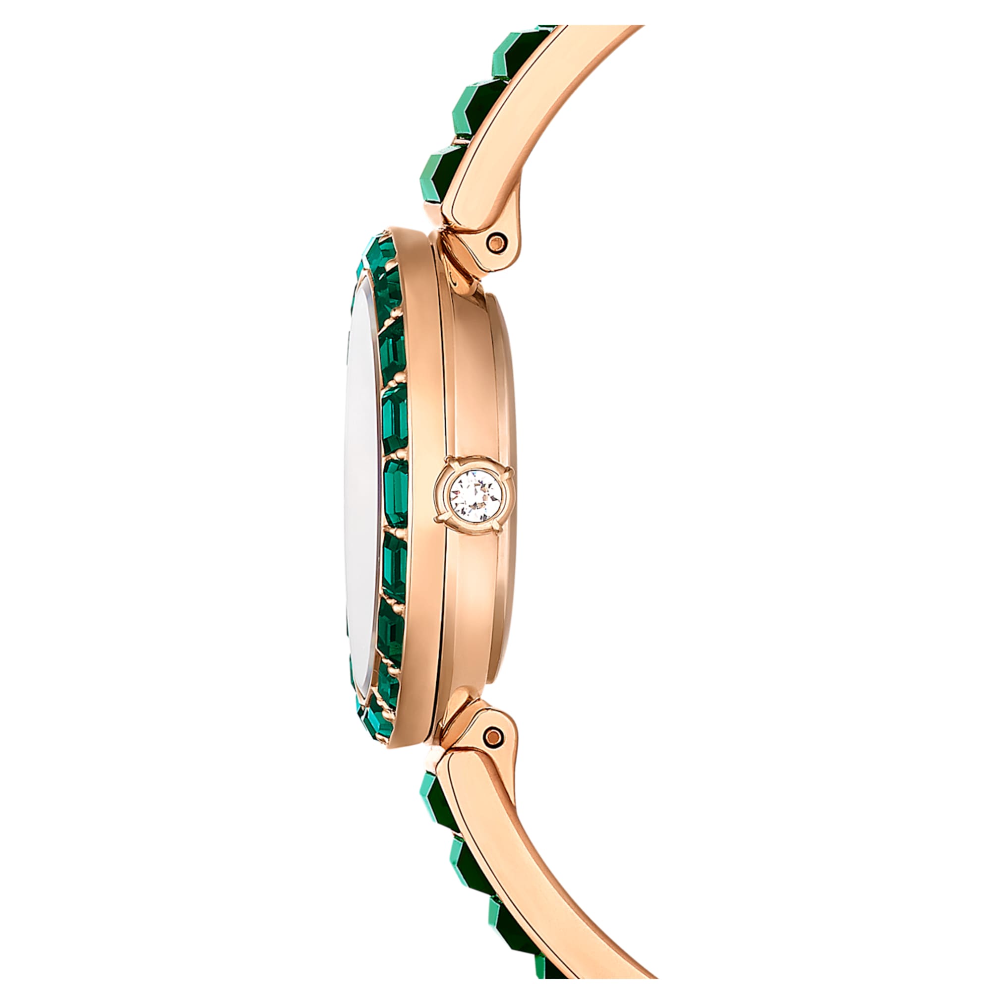 Swarovski Matrix bangle watch Swiss Made, Crystal bracelet, Green, Champagne gold-tone finish