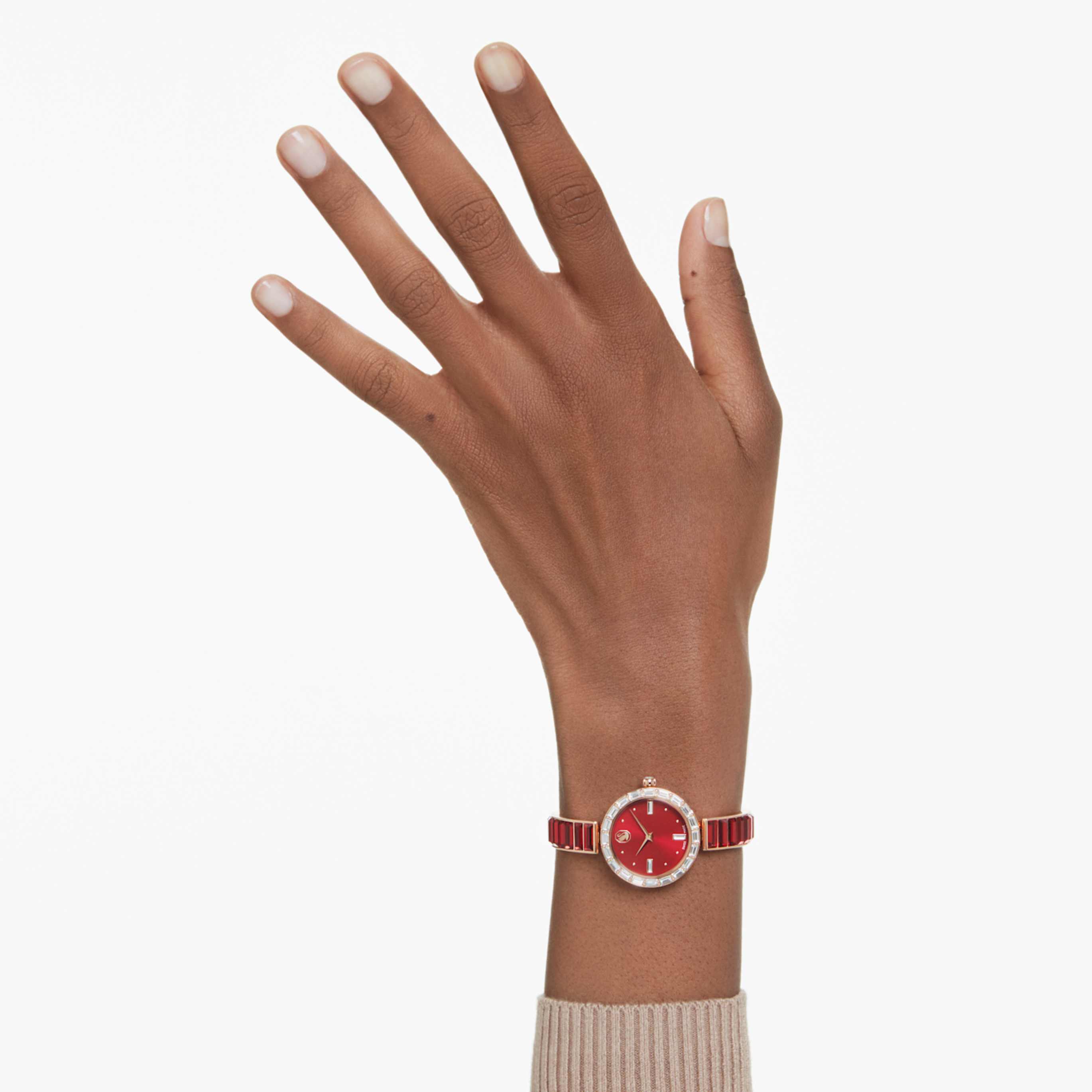 Swarovski Matrix bangle watch Swiss Made, Crystal bracelet, White, Stainless Steel