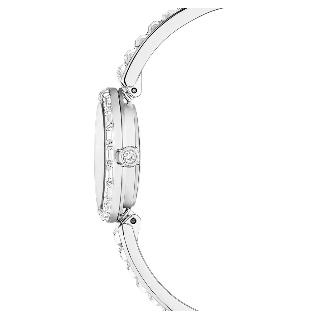 Swarovski Matrix bangle watch Swiss Made, Crystal bracelet, White, Stainless Steel