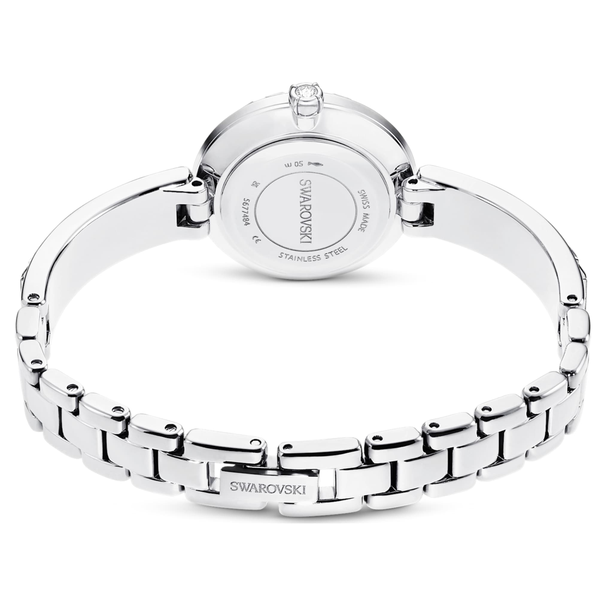 Swarovski Matrix bangle watch Swiss Made, Crystal bracelet, White, Stainless Steel