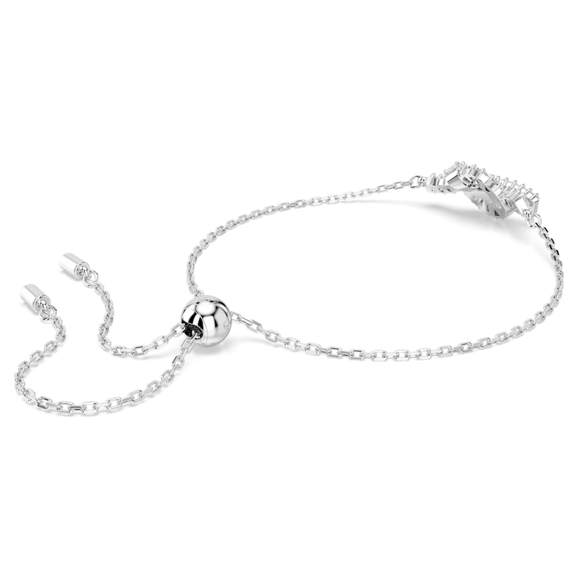 Swarovski Matrix bracelet Baguette cut, Knot, White, Rhodium plated