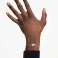 Swarovski Matrix bracelet Baguette cut, Knot, White, Rhodium plated