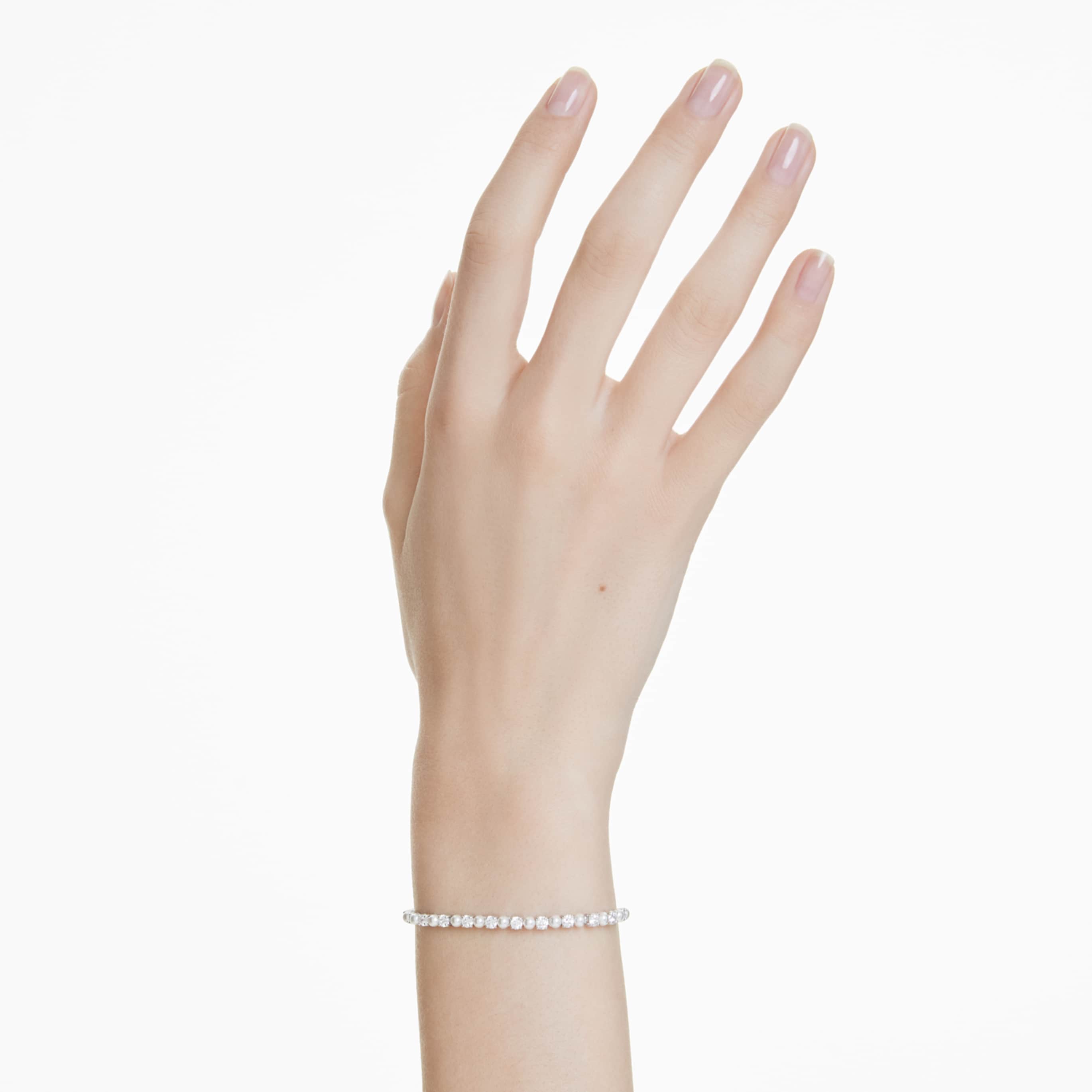 Swarovski Matrix bracelet Crystal pearl, Round cuts, White, 18K rose gold finish