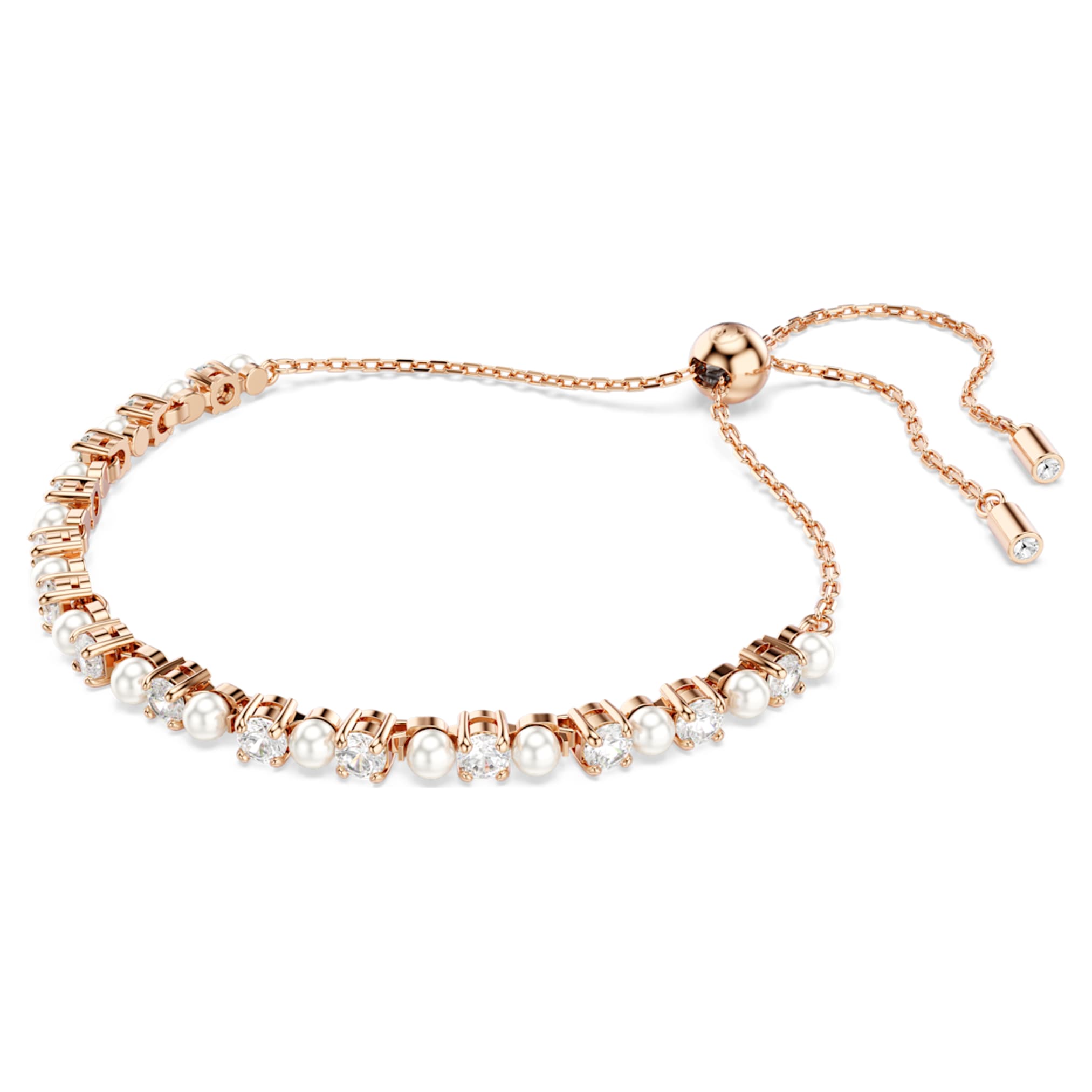 Swarovski Matrix bracelet Crystal pearl, Round cuts, White, 18K rose gold finish