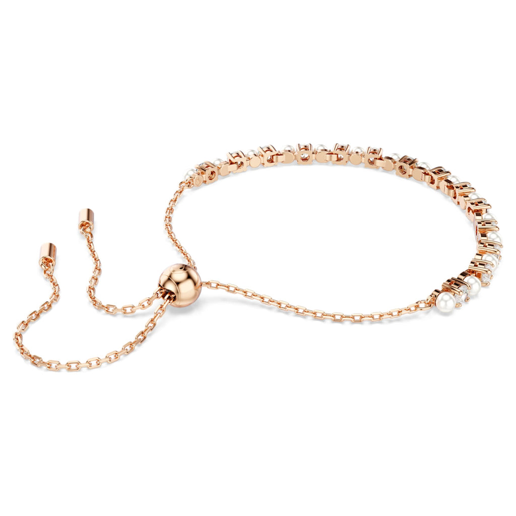 Swarovski Matrix bracelet Crystal pearl, Round cuts, White, 18K rose gold finish