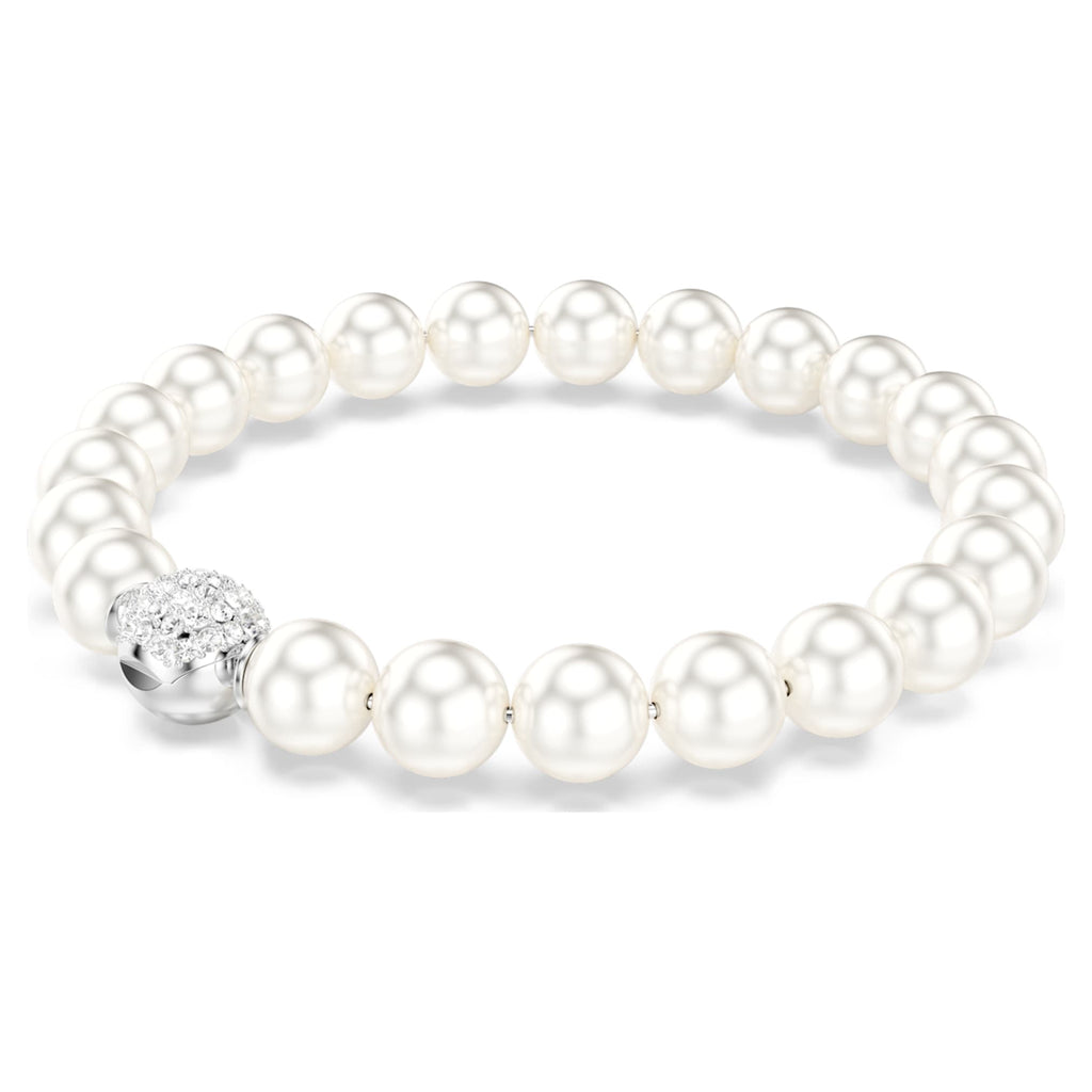 Swarovski Matrix bracelet Crystal pearl, White, Rhodium plated