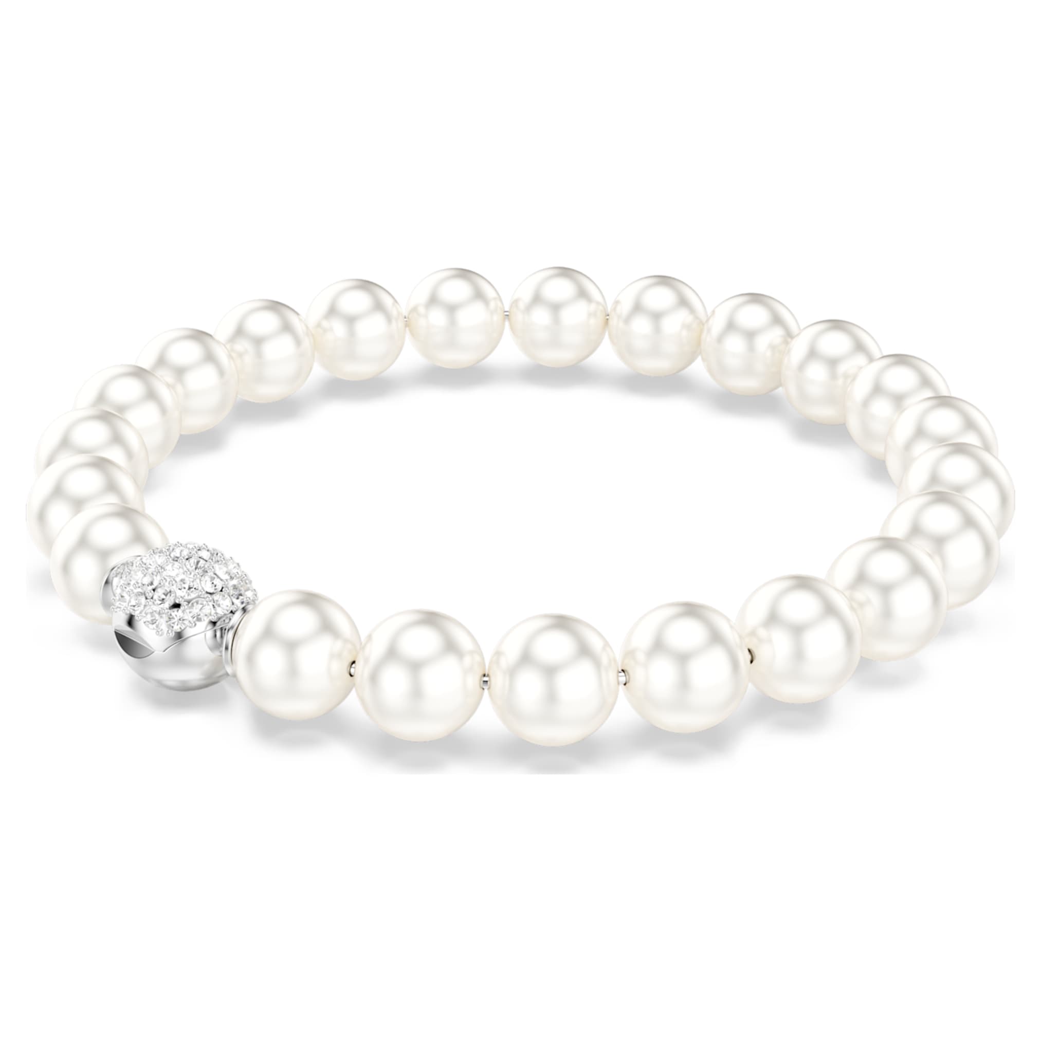 Swarovski Matrix bracelet Crystal pearl, White, Rhodium plated
