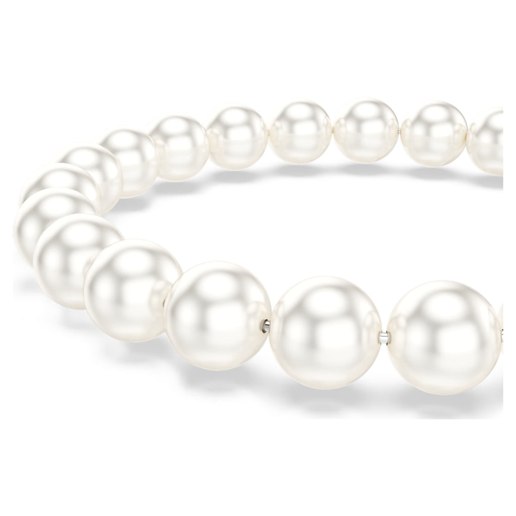 Swarovski Matrix bracelet Crystal pearl, White, Rhodium plated