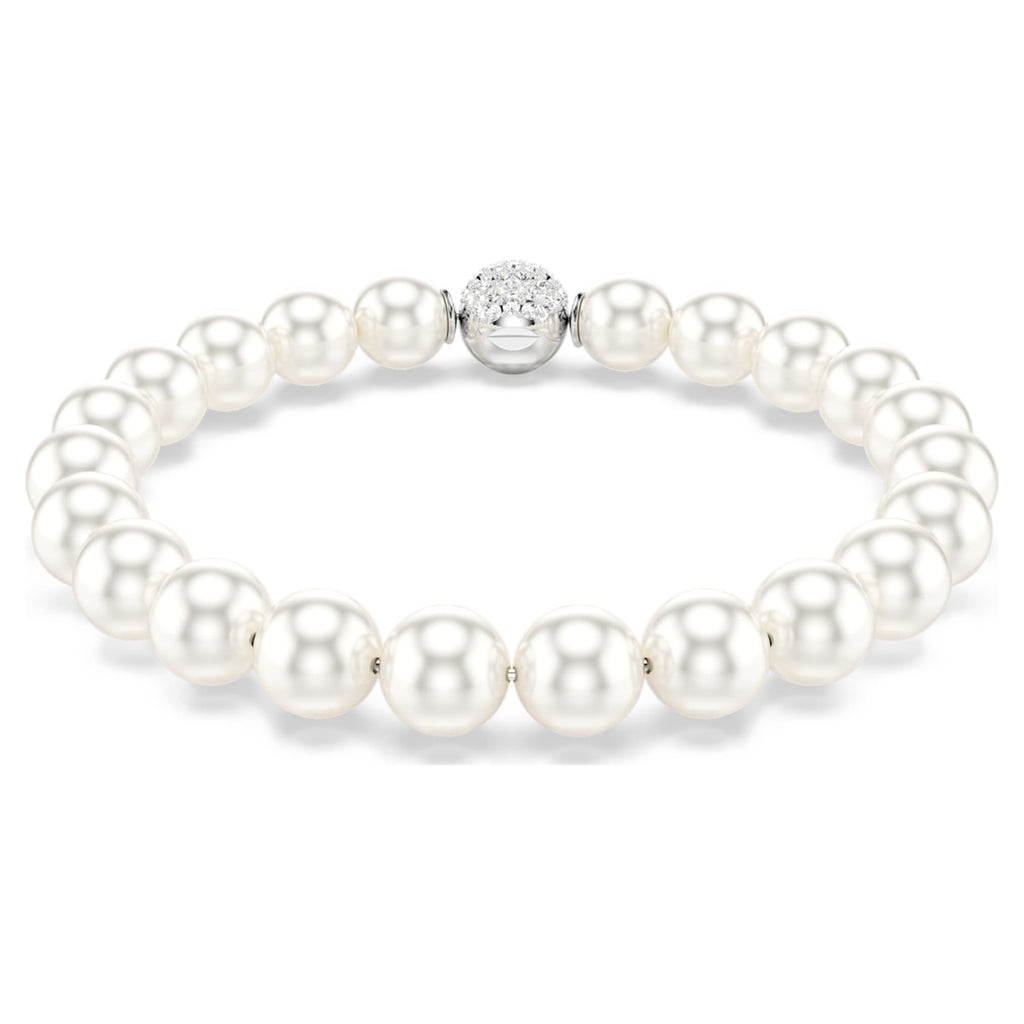 Swarovski Matrix bracelet Crystal pearl, White, Rhodium plated