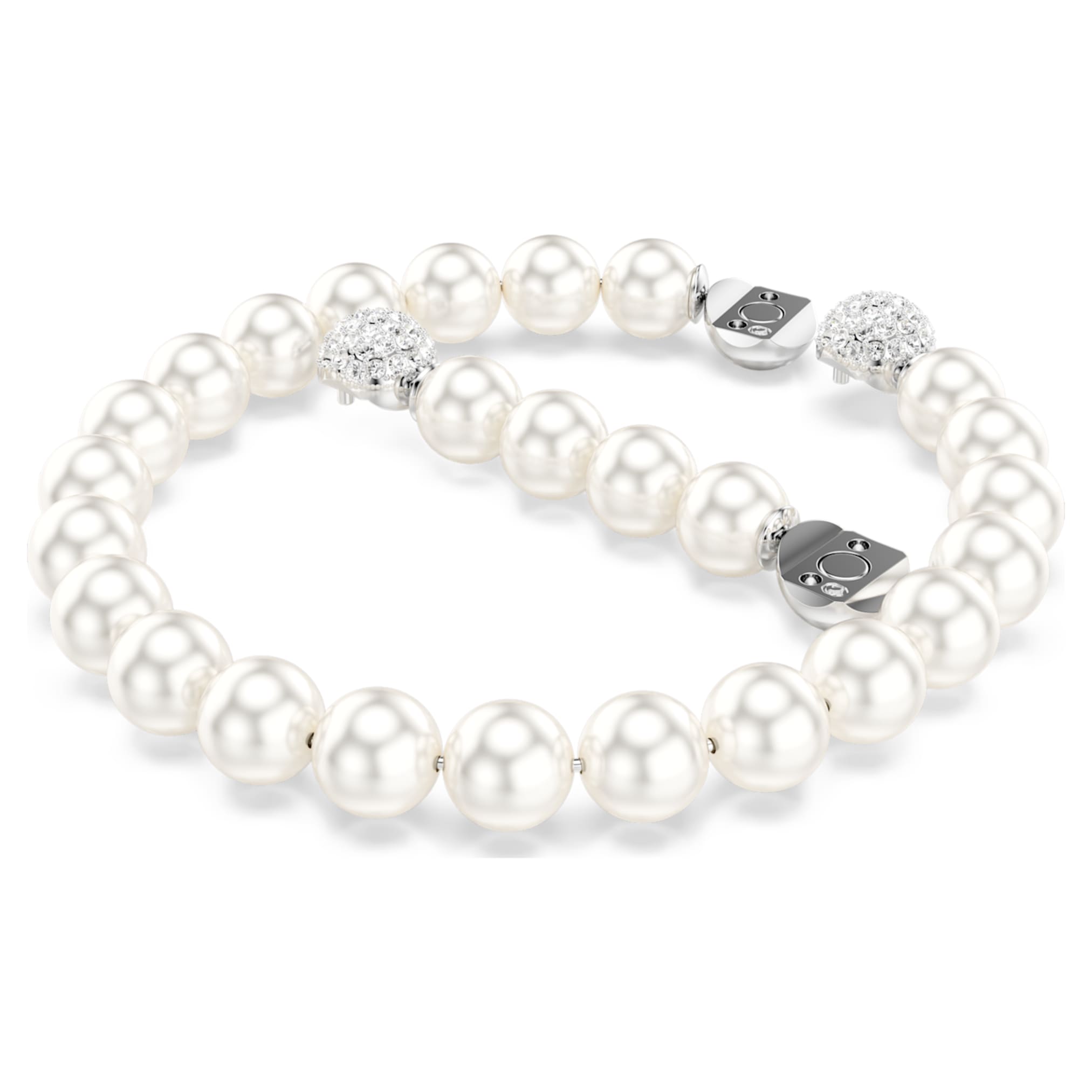 Swarovski Matrix bracelet Crystal pearl, White, Rhodium plated