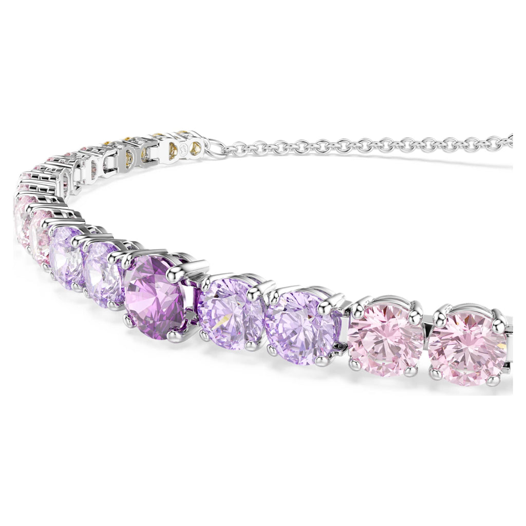 Swarovski Matrix bracelet Gradient of round cuts, Multicolored, Rhodium plated