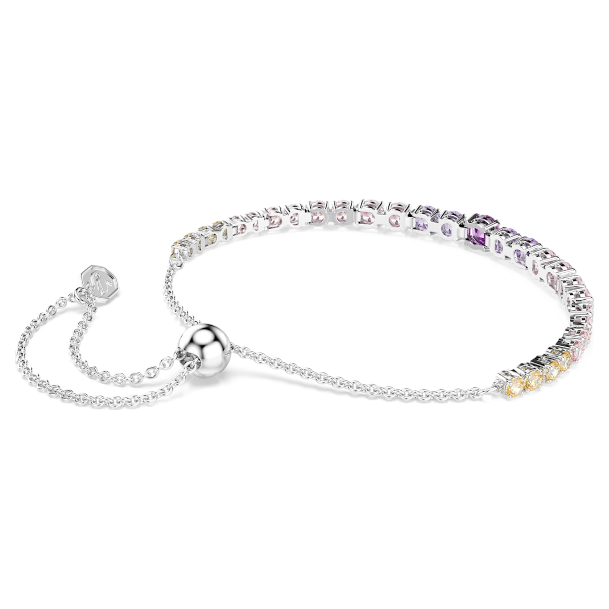 Swarovski Matrix bracelet Gradient of round cuts, Multicolored, Rhodium plated