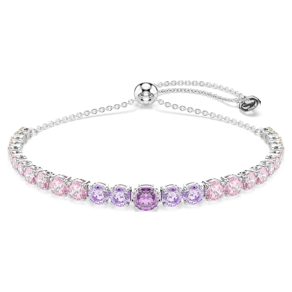 Swarovski Matrix bracelet Gradient of round cuts, Multicolored, Rhodium plated