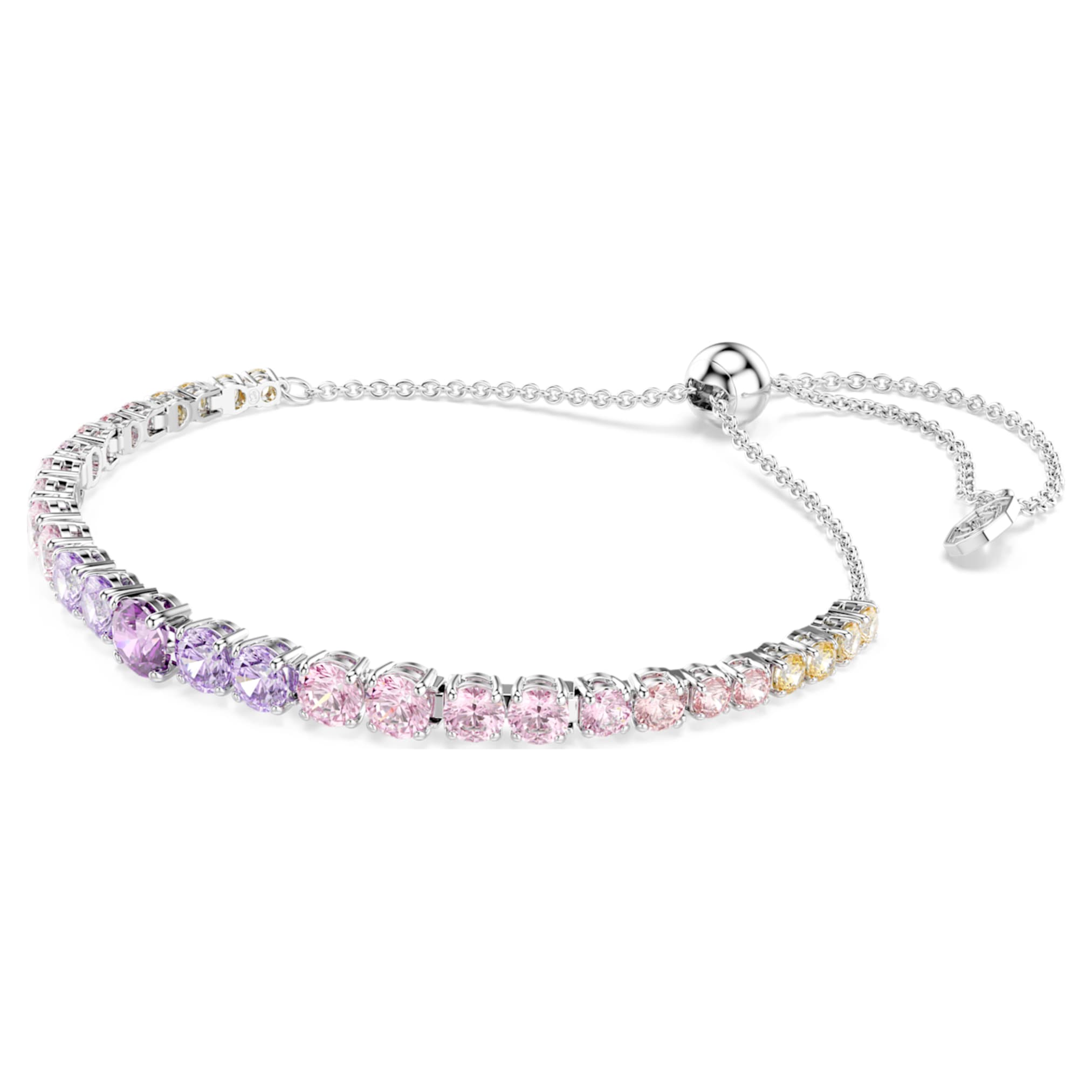 Swarovski Matrix bracelet Gradient of round cuts, Multicolored, Rhodium plated