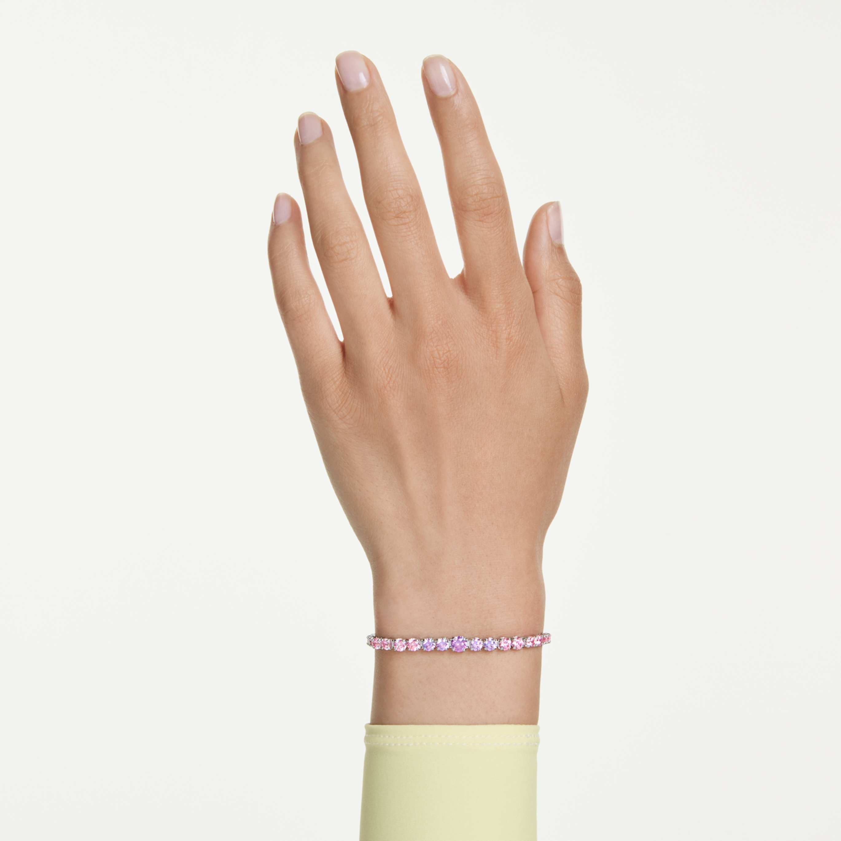 Swarovski Matrix bracelet Gradient of round cuts, Multicolored, Rhodium plated