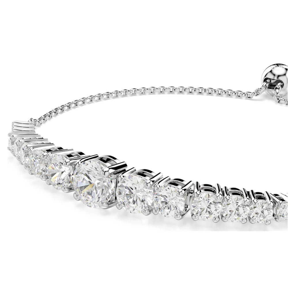 Swarovski Matrix bracelet Gradient of round cuts, White, Rhodium plated