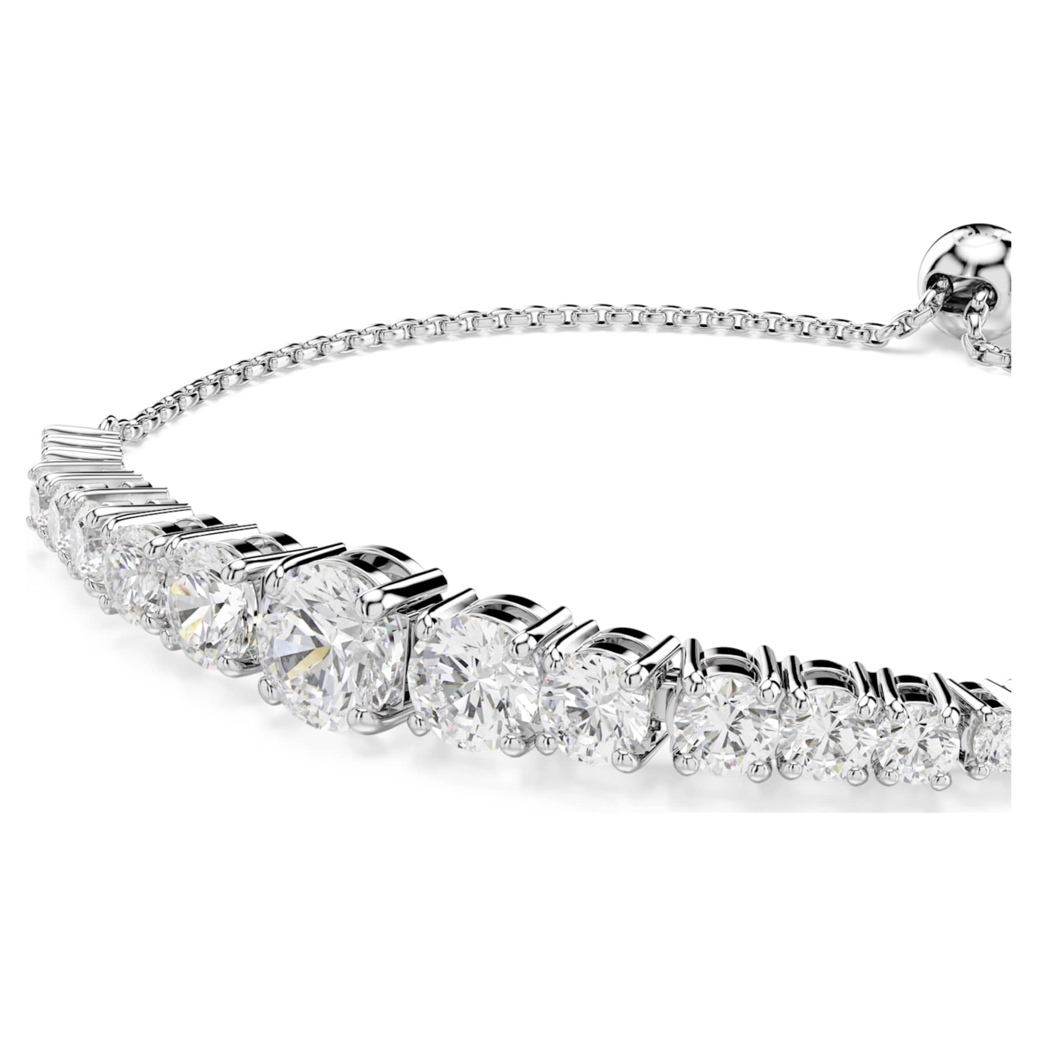 Swarovski Matrix bracelet Gradient of round cuts, White, Rhodium plated