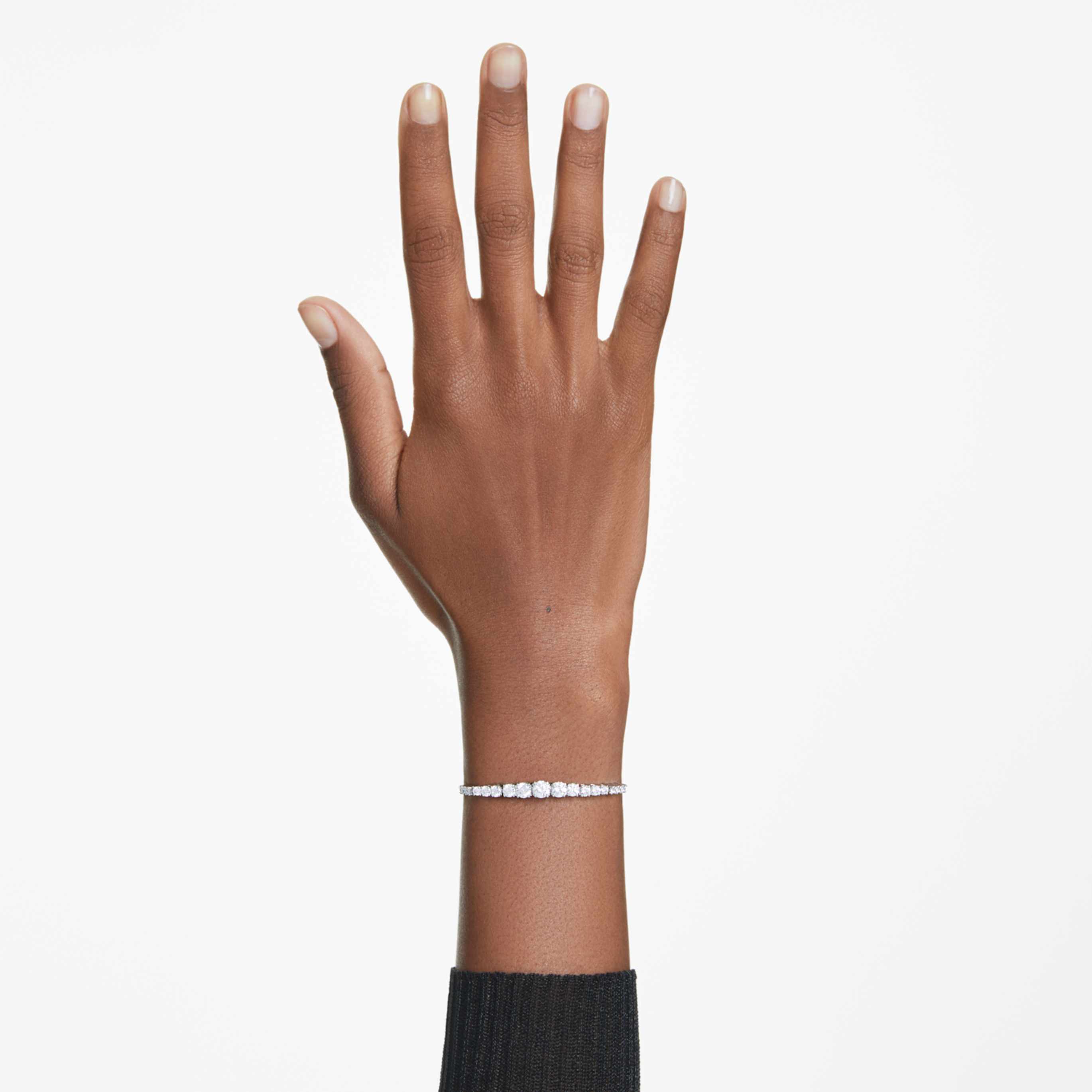 Swarovski Matrix bracelet Gradient of round cuts, White, Rhodium plated