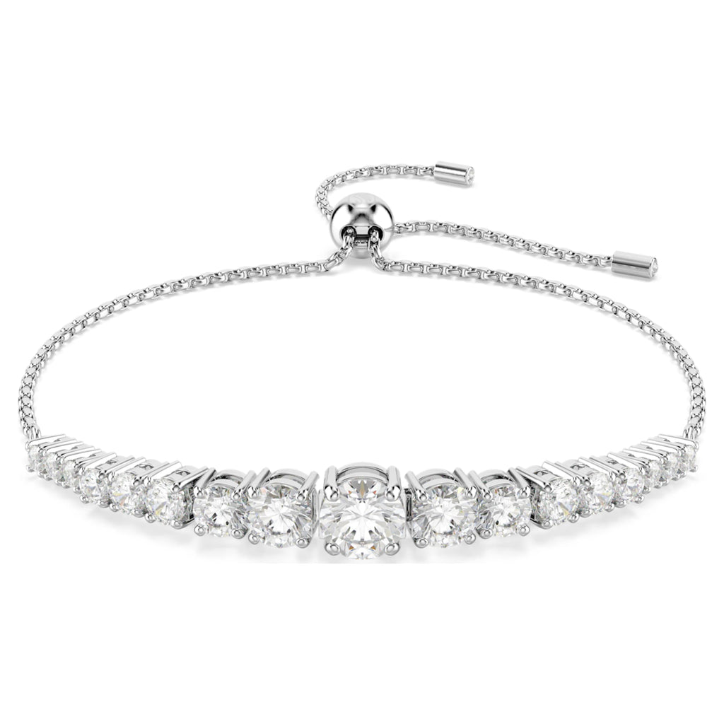 Swarovski Matrix bracelet Gradient of round cuts, White, Rhodium plated