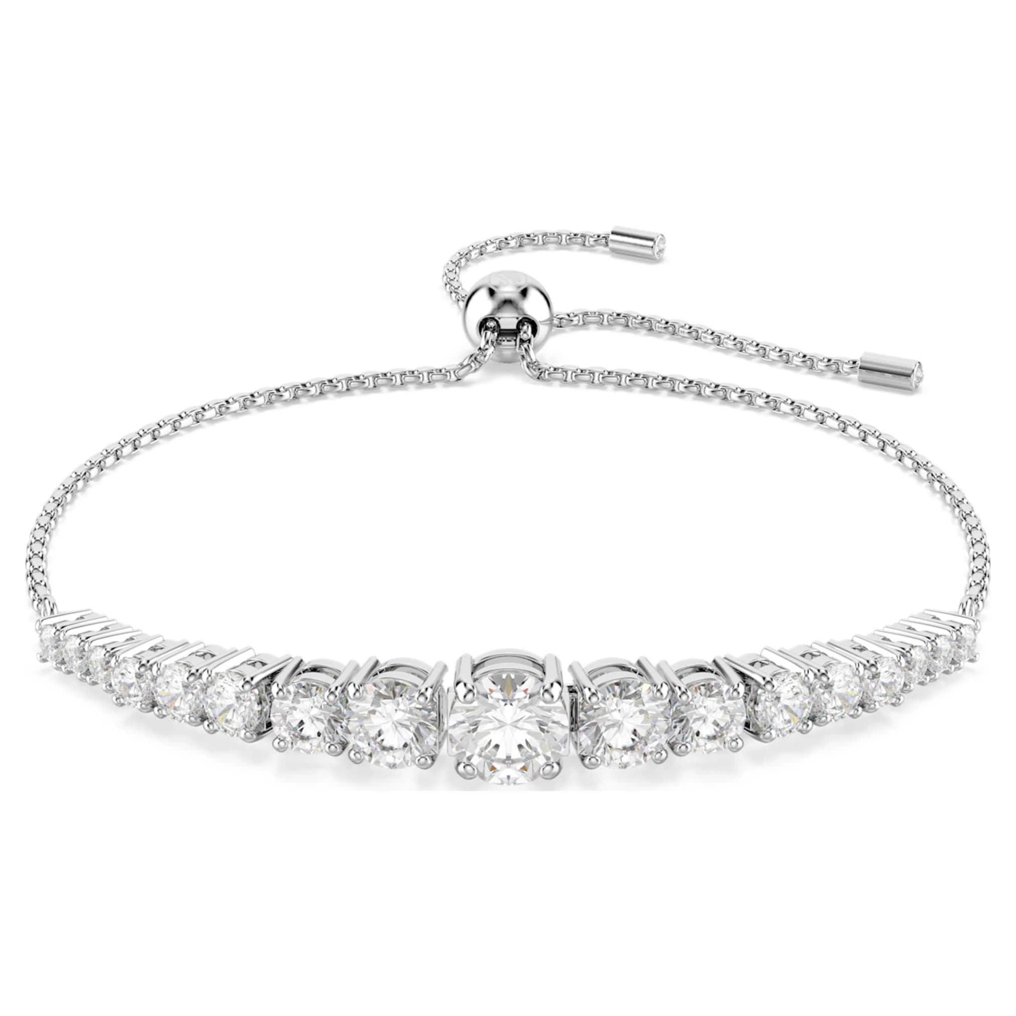 Swarovski Matrix bracelet Gradient of round cuts, White, Rhodium plated