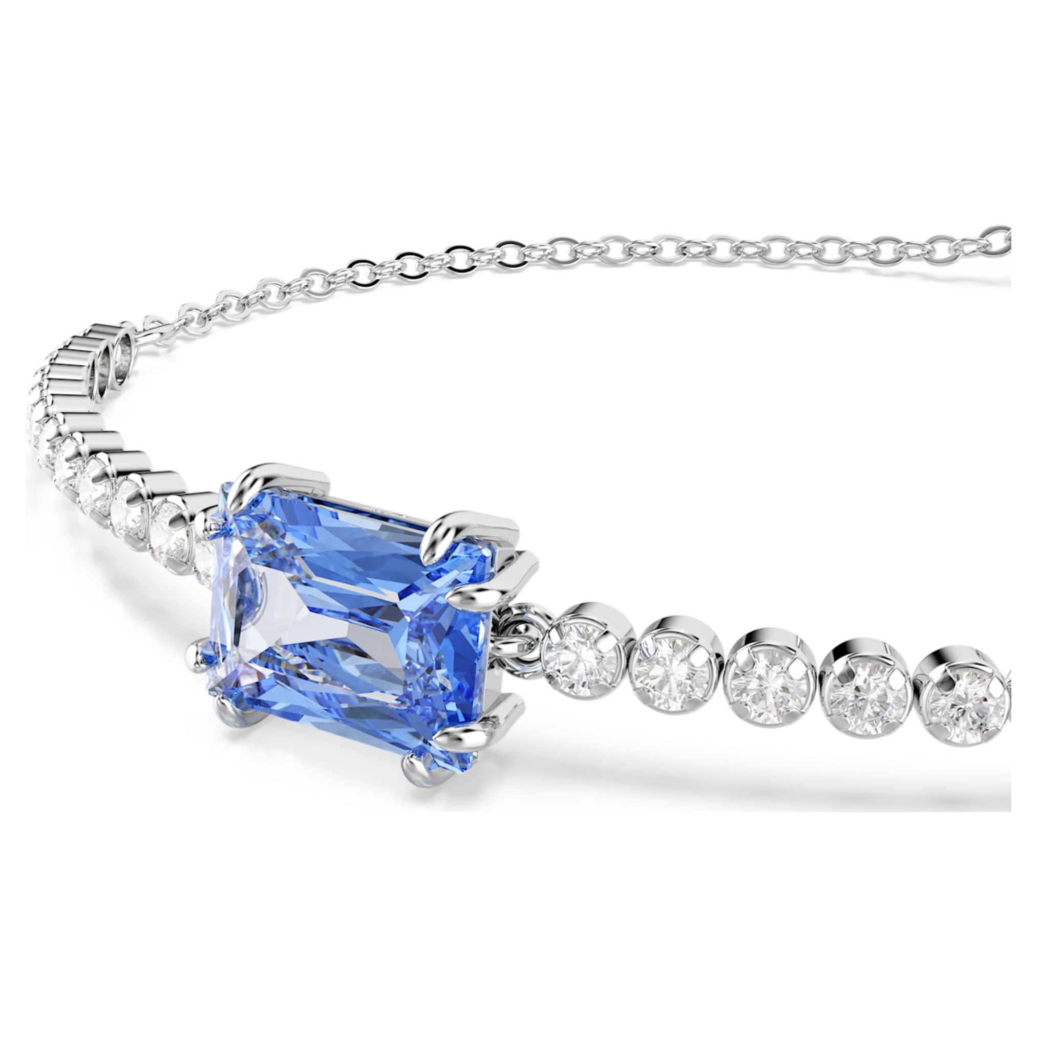 Swarovski Matrix bracelet Mixed cuts, Blue, Rhodium plated
