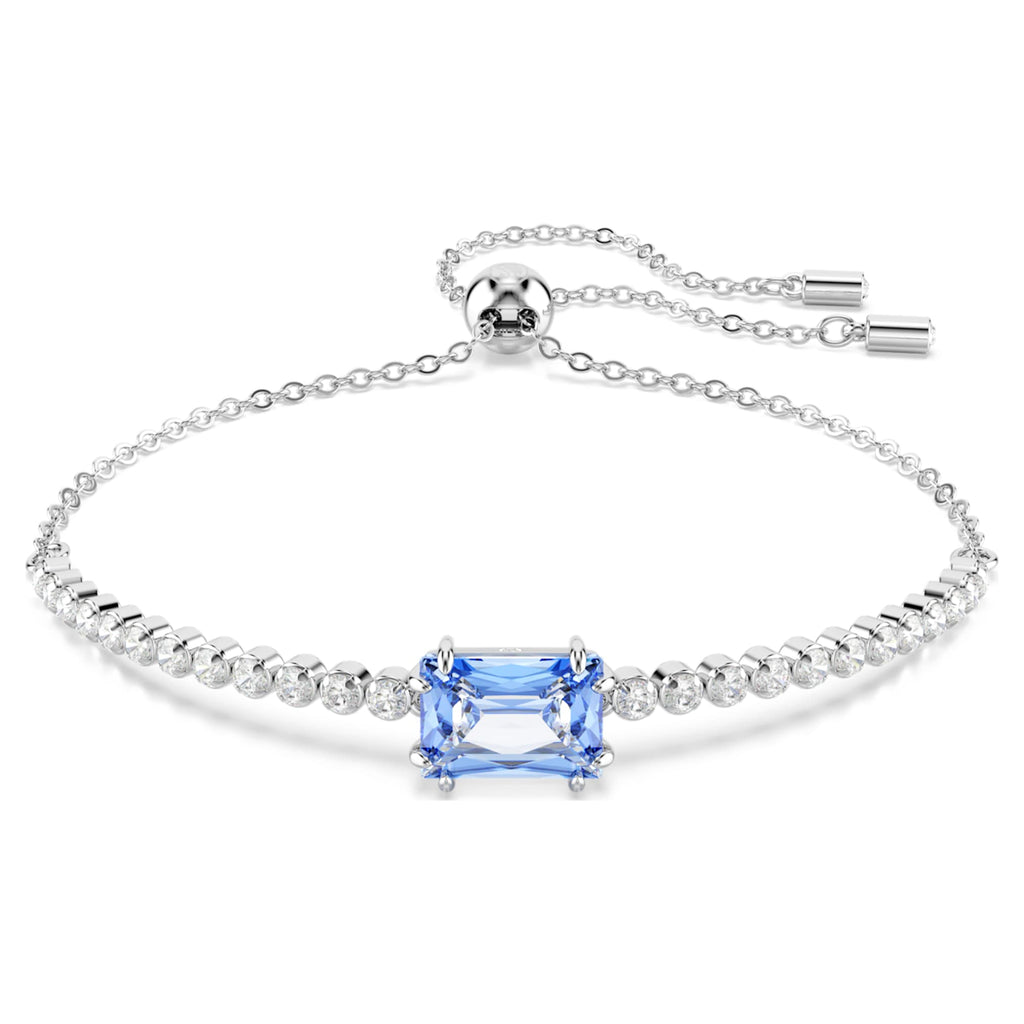 Swarovski Matrix bracelet Mixed cuts, Blue, Rhodium plated
