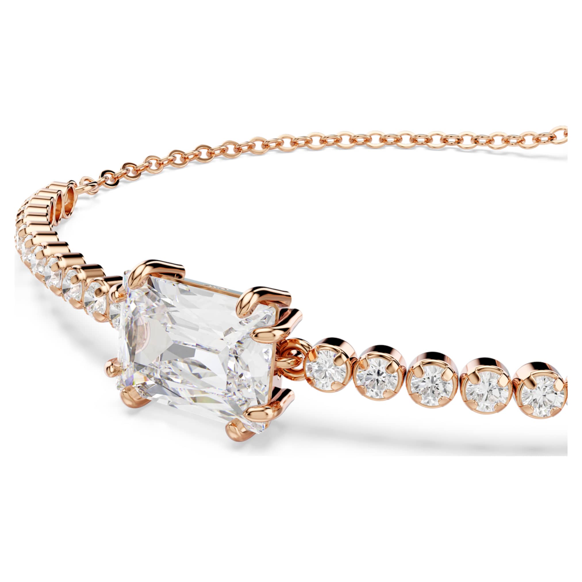 Swarovski Matrix bracelet Mixed cuts, White, 18K rose gold finish