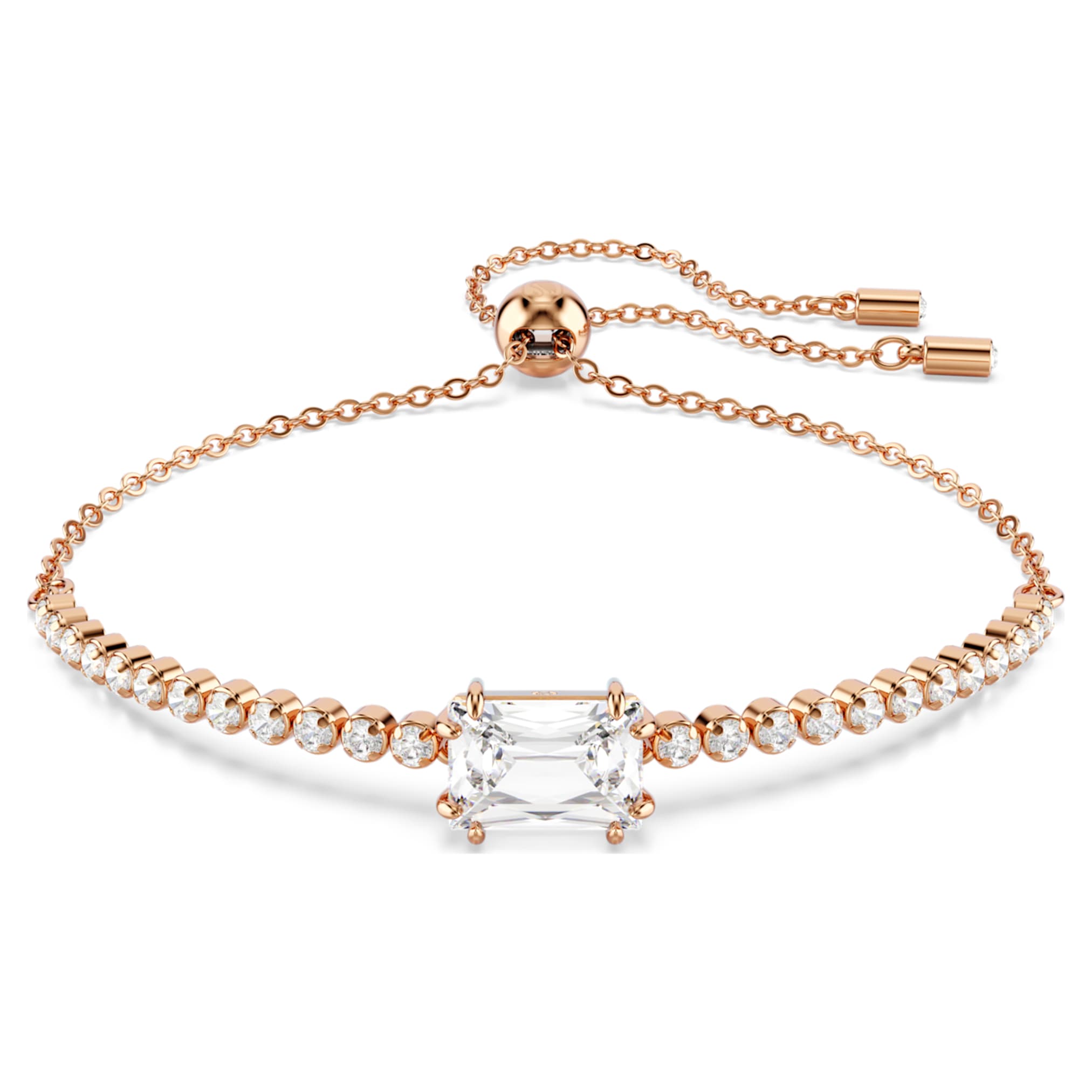 Swarovski Matrix bracelet Mixed cuts, White, 18K rose gold finish