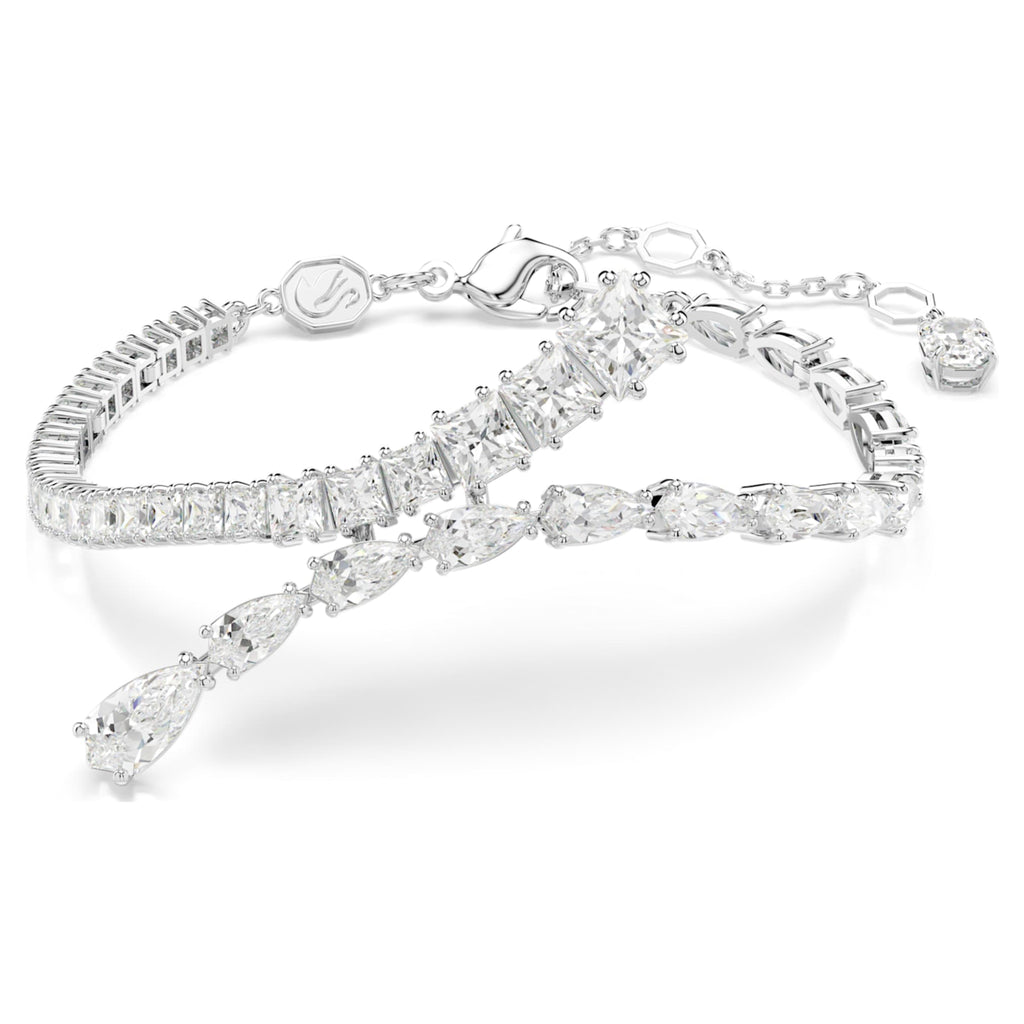 Swarovski Matrix bracelet Mixed cuts, White, Rhodium plated