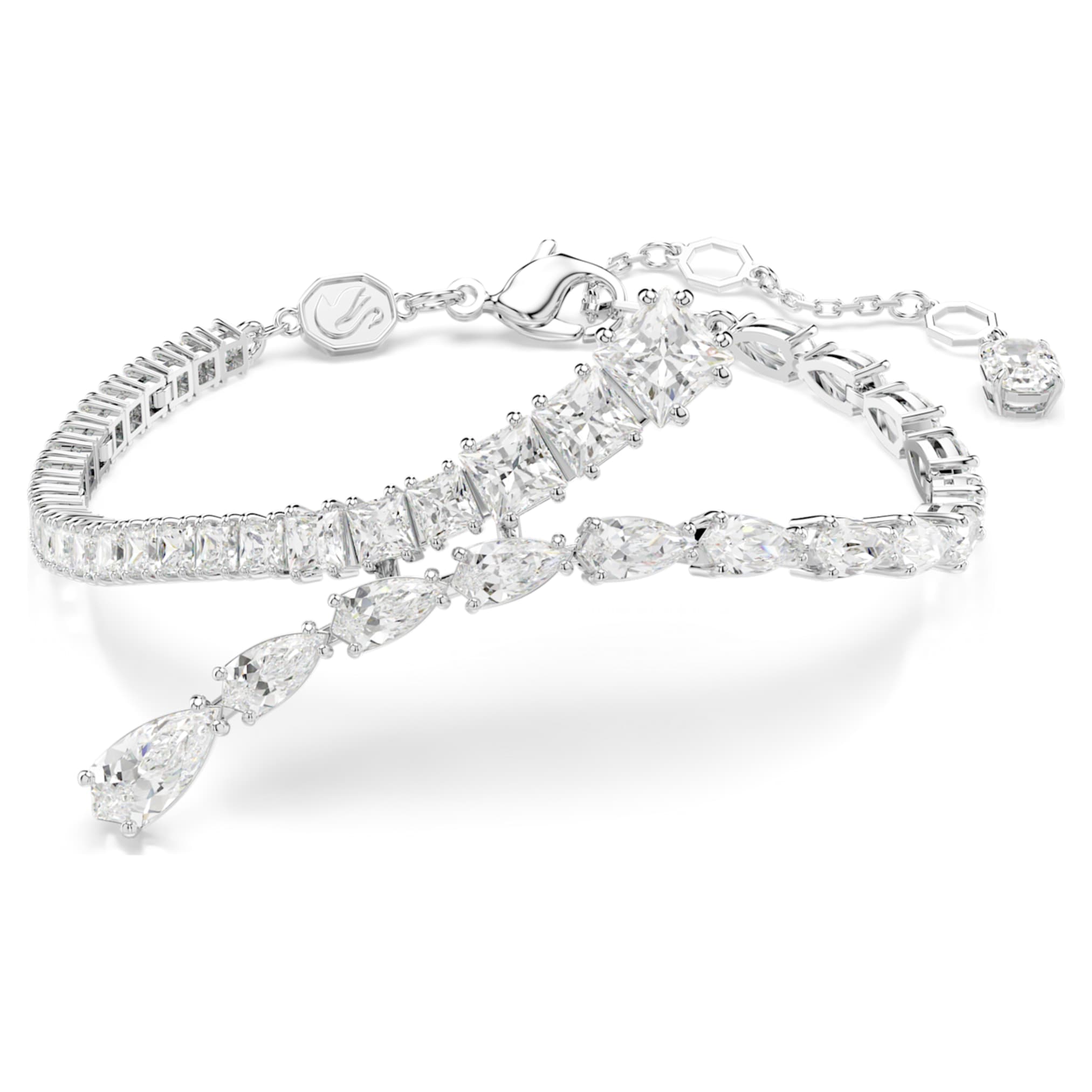 Swarovski Matrix bracelet Mixed cuts, White, Rhodium plated