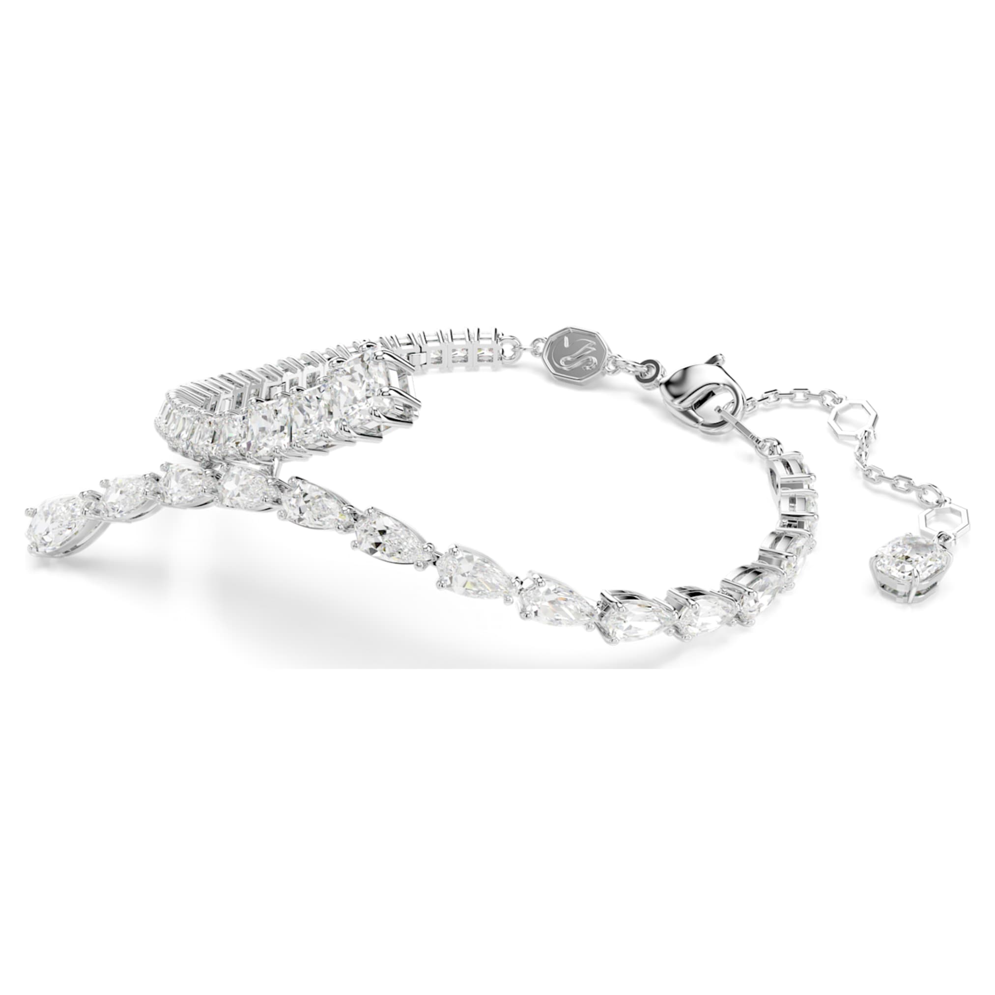 Swarovski Matrix bracelet Mixed cuts, White, Rhodium plated