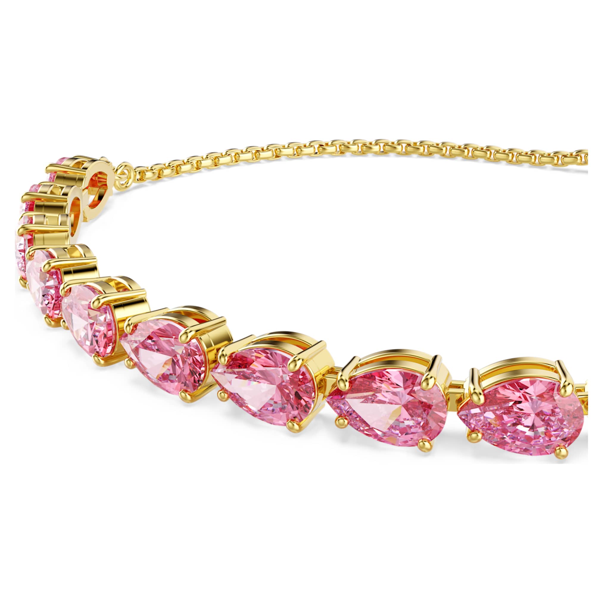 Swarovski Matrix bracelet Pear cut, Pink, 18K gold finish