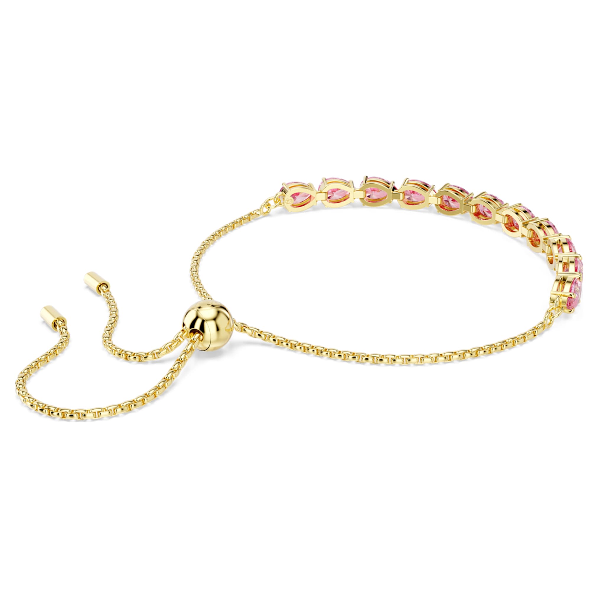 Swarovski Matrix bracelet Pear cut, Pink, 18K gold finish