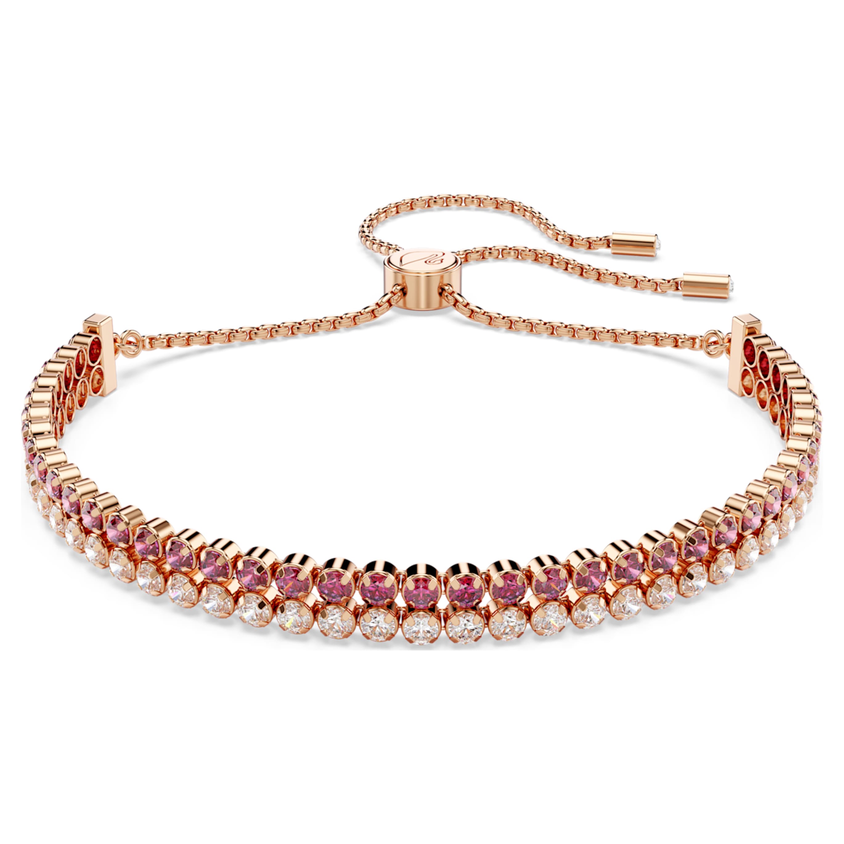 Swarovski Matrix bracelet Round cut, White, 18K rose gold finish
