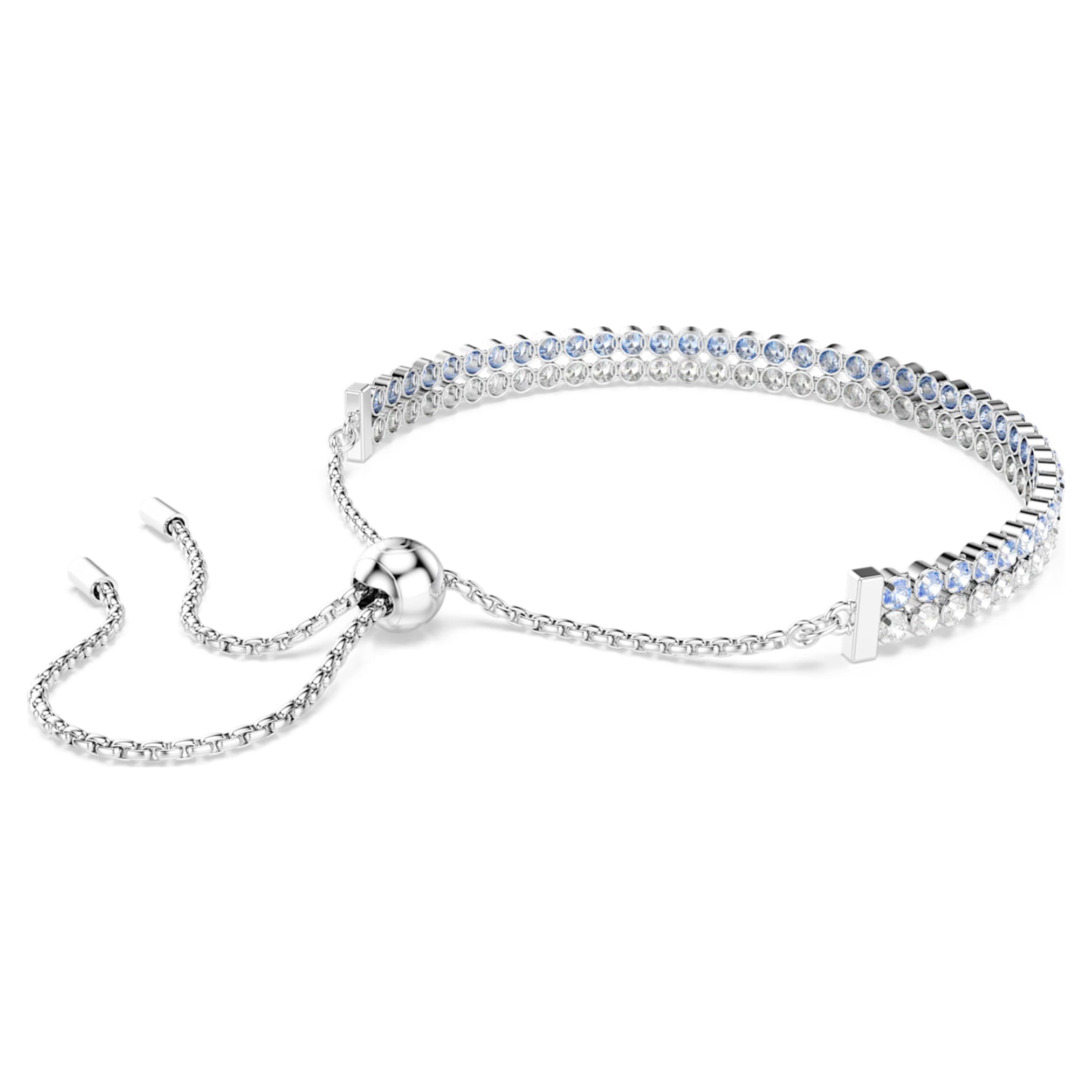 Swarovski Matrix bracelet Round cut, Blue, Rhodium plated