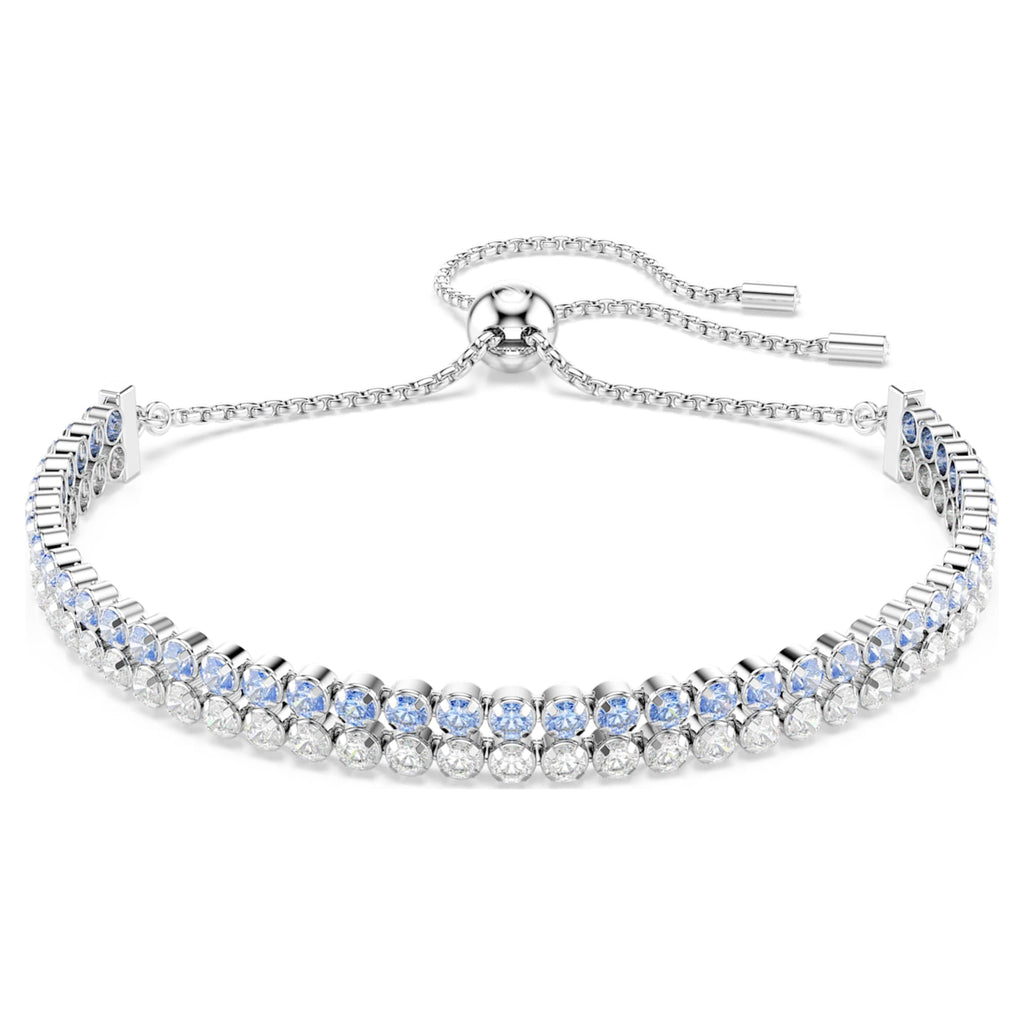 Swarovski Matrix bracelet Round cut, Blue, Rhodium plated