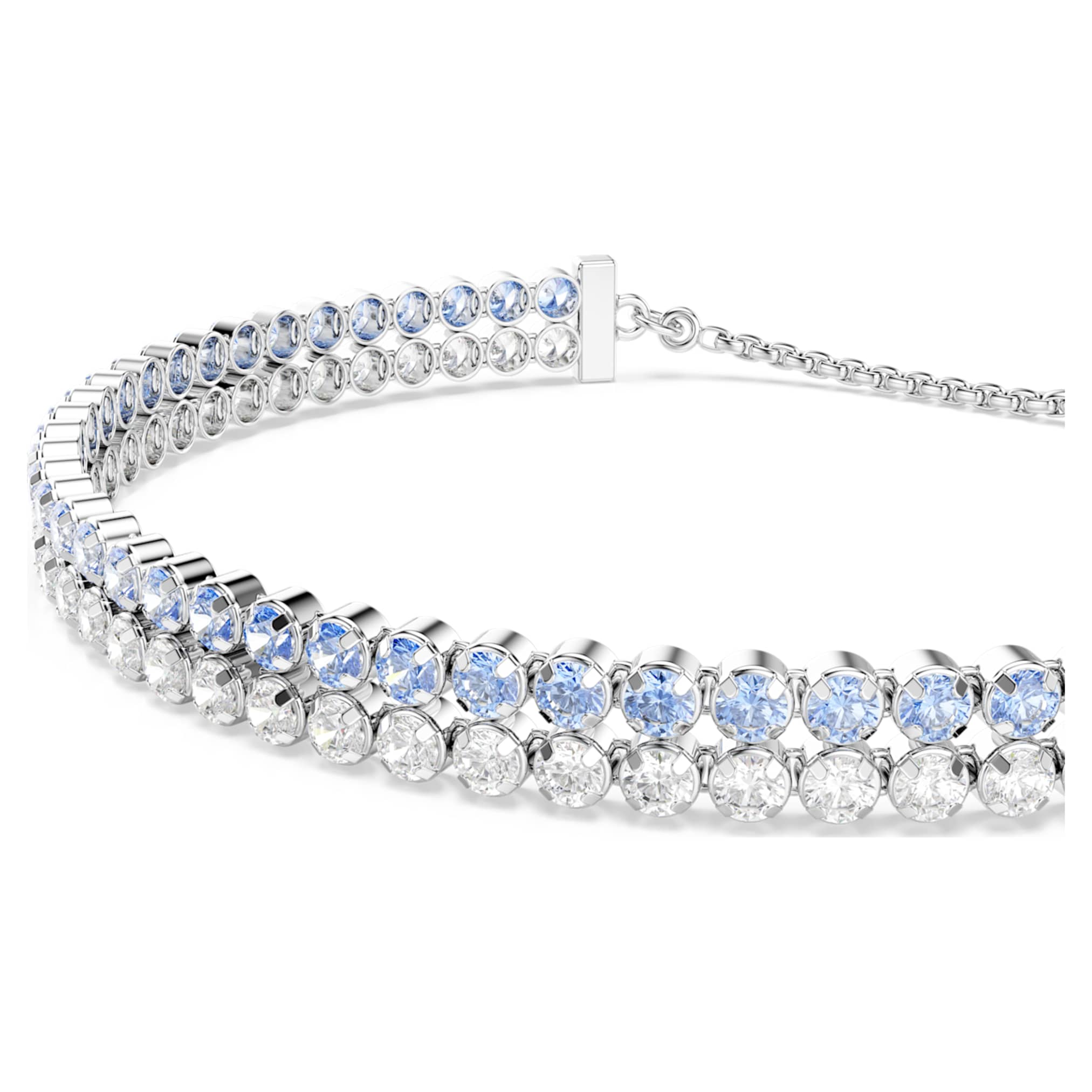 Swarovski Matrix bracelet Round cut, Blue, Rhodium plated