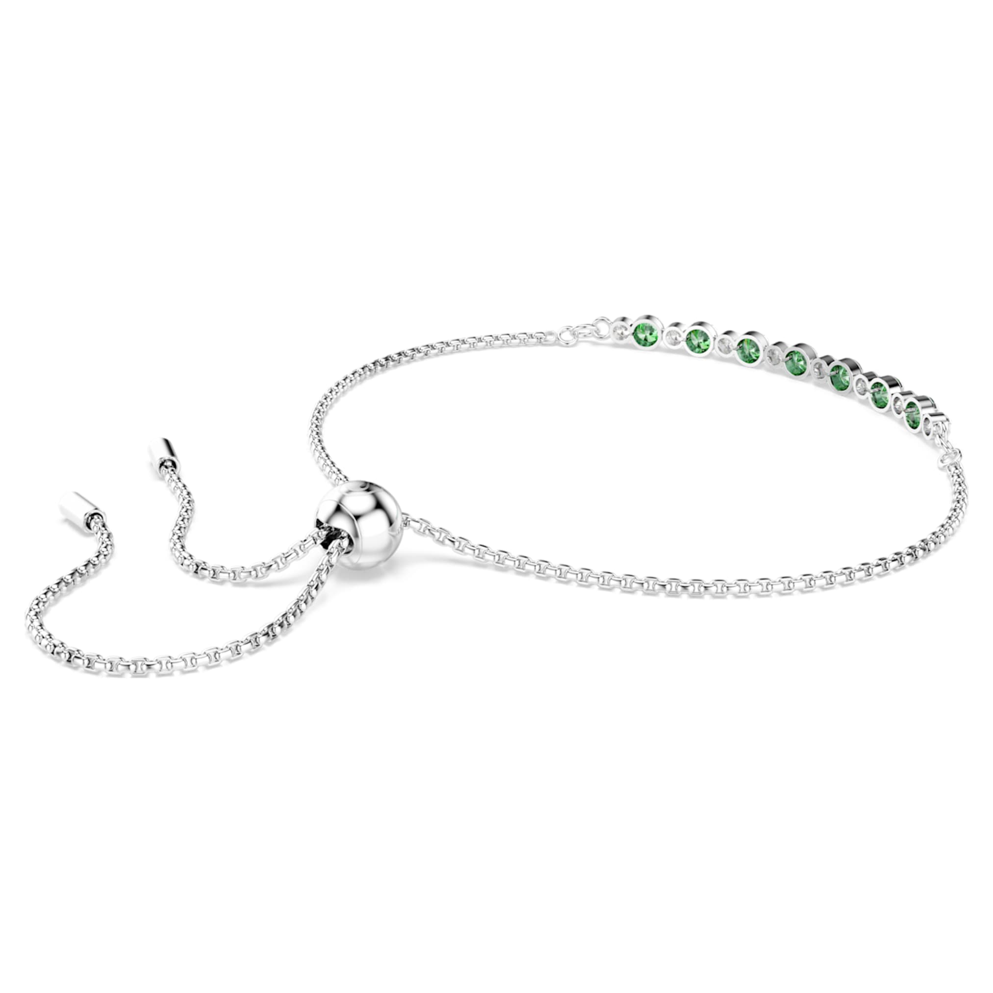 Swarovski Matrix bracelet Round cut, Green, Rhodium plated