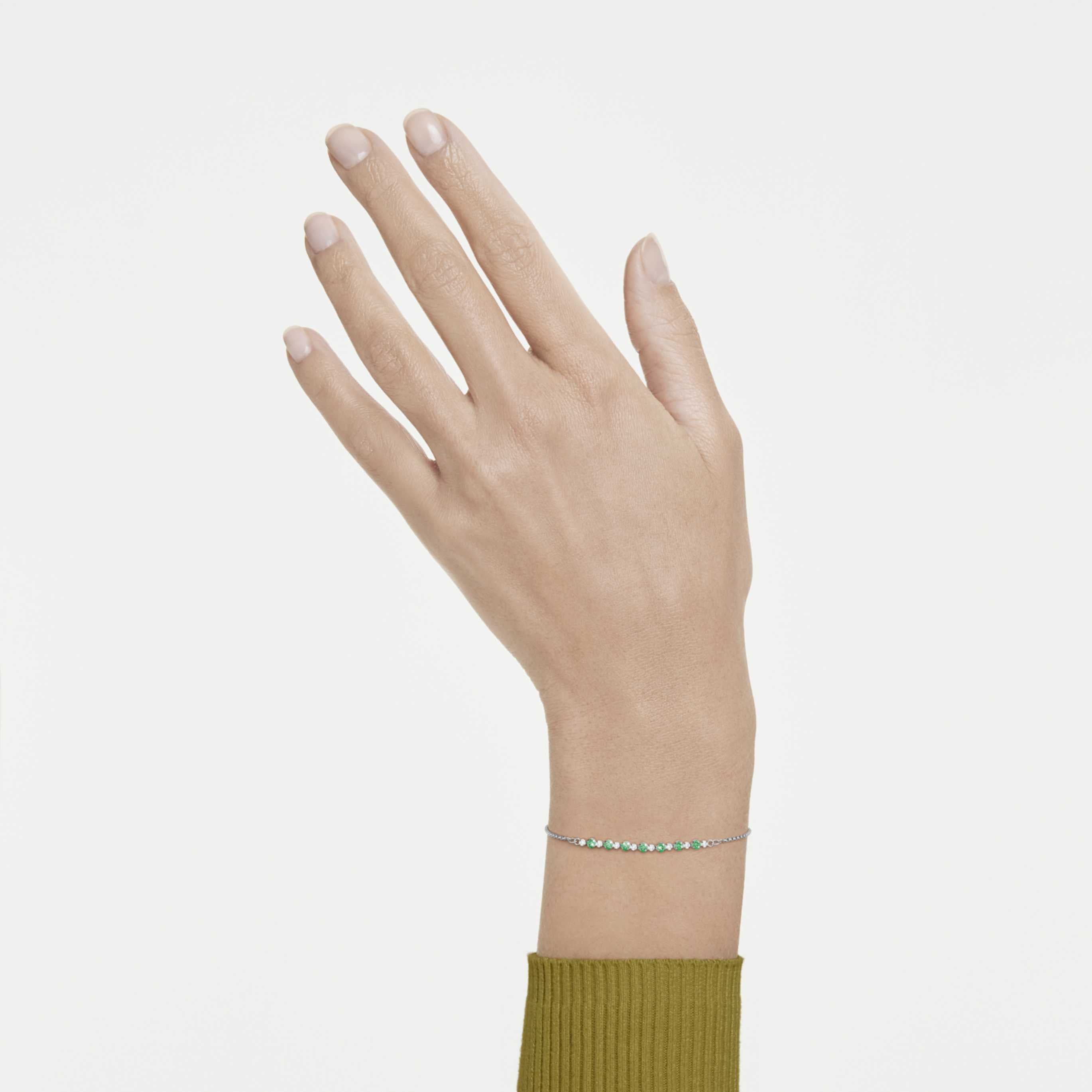 Swarovski Matrix bracelet Round cut, Green, Rhodium plated