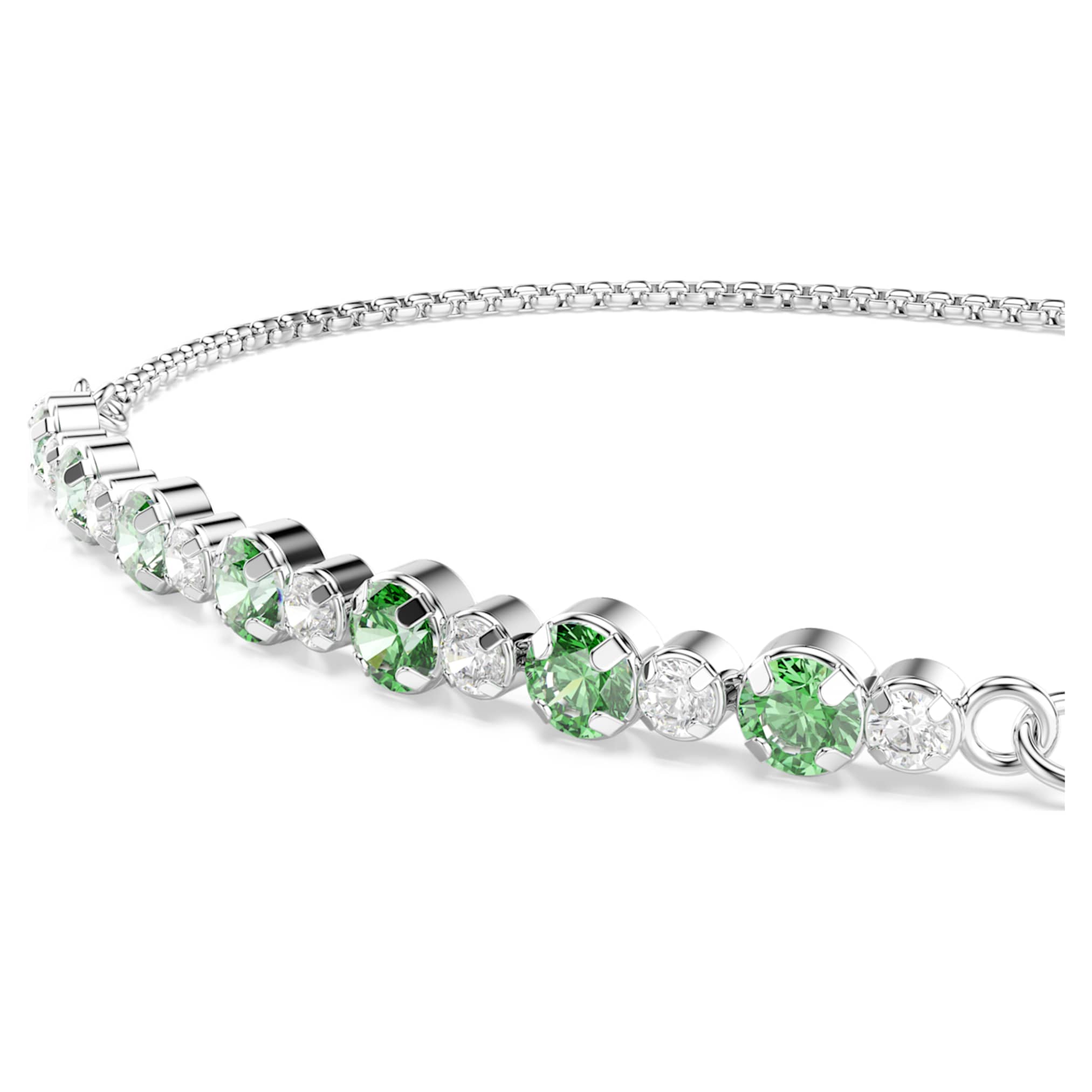 Swarovski Matrix bracelet Round cut, Green, Rhodium plated